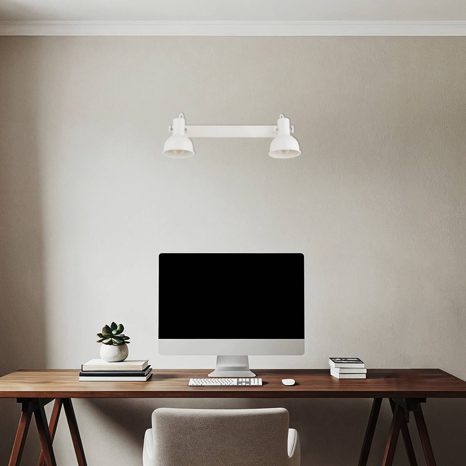 Lampa sufitowa Trogir, beżowa, 2-punktowa, długość 27 cm