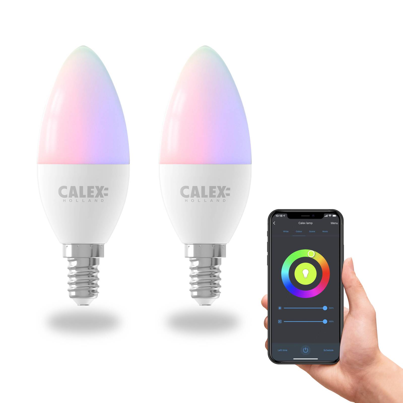 Calex Smart świeca LED E14 B35 4,9W CCT RGB 2szt.