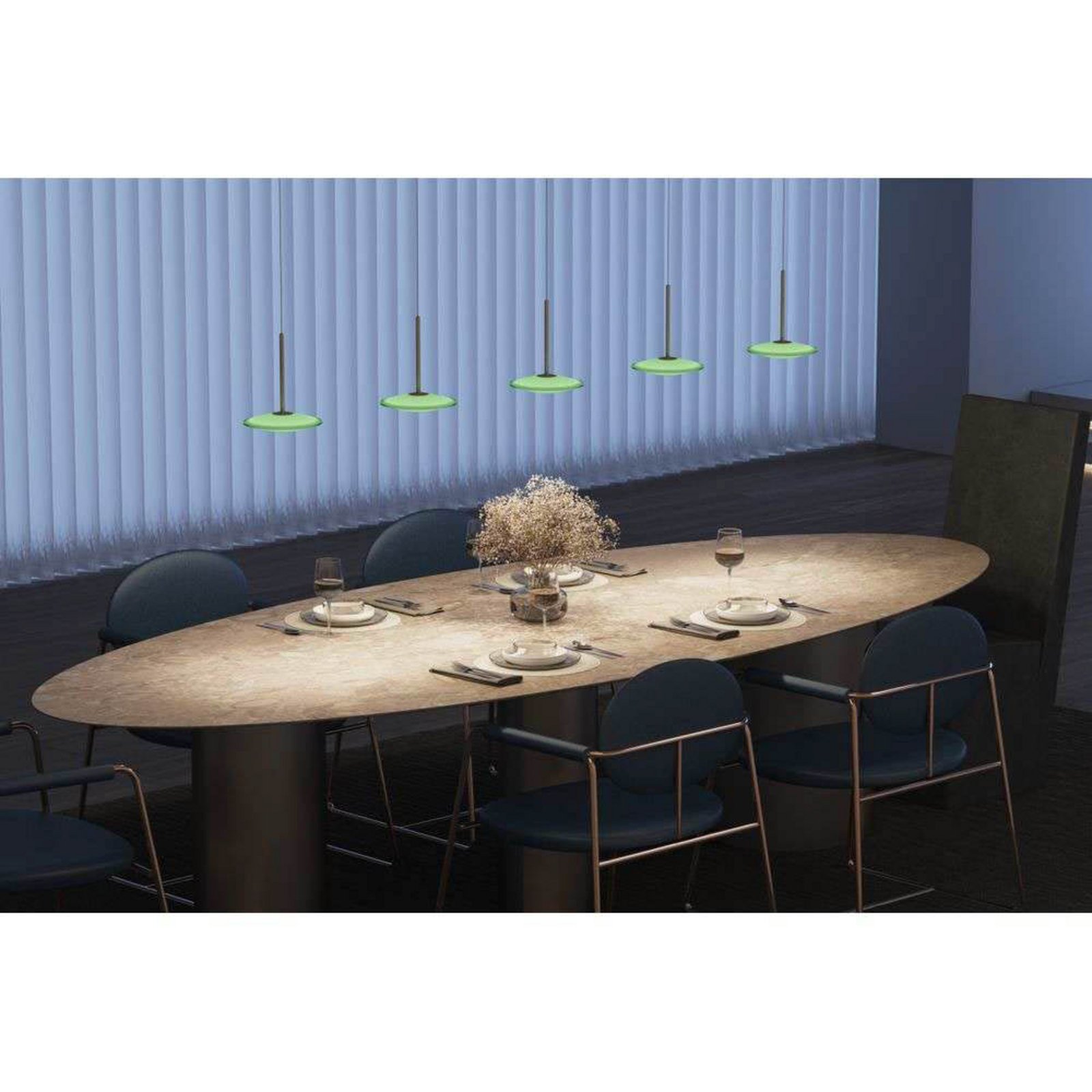 LOOM DESIGN lampada LED a sospensione a sospensione Solene, verde, vetro, Ø 20