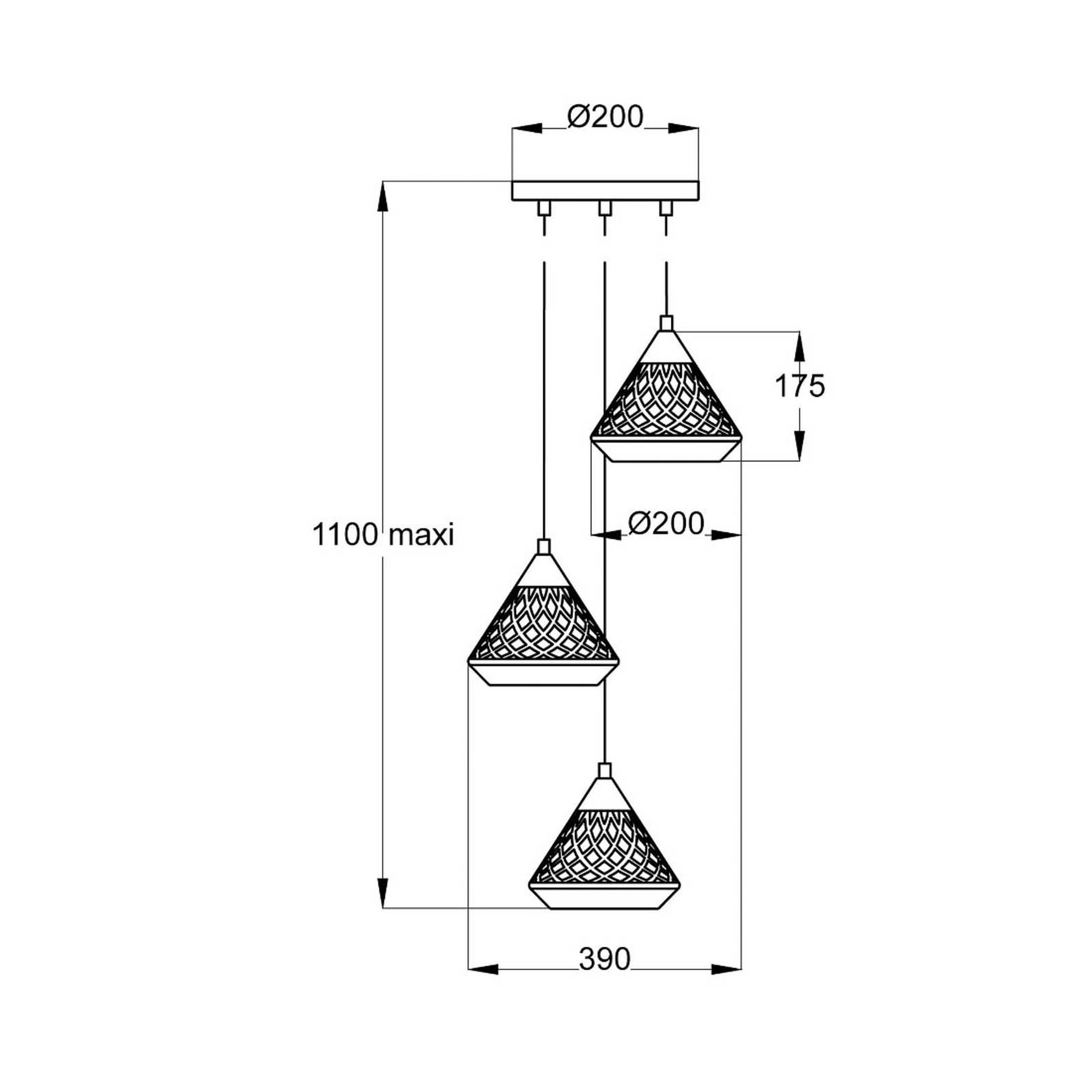 Aluminor Cone lampa wisząca, 3-punktowa