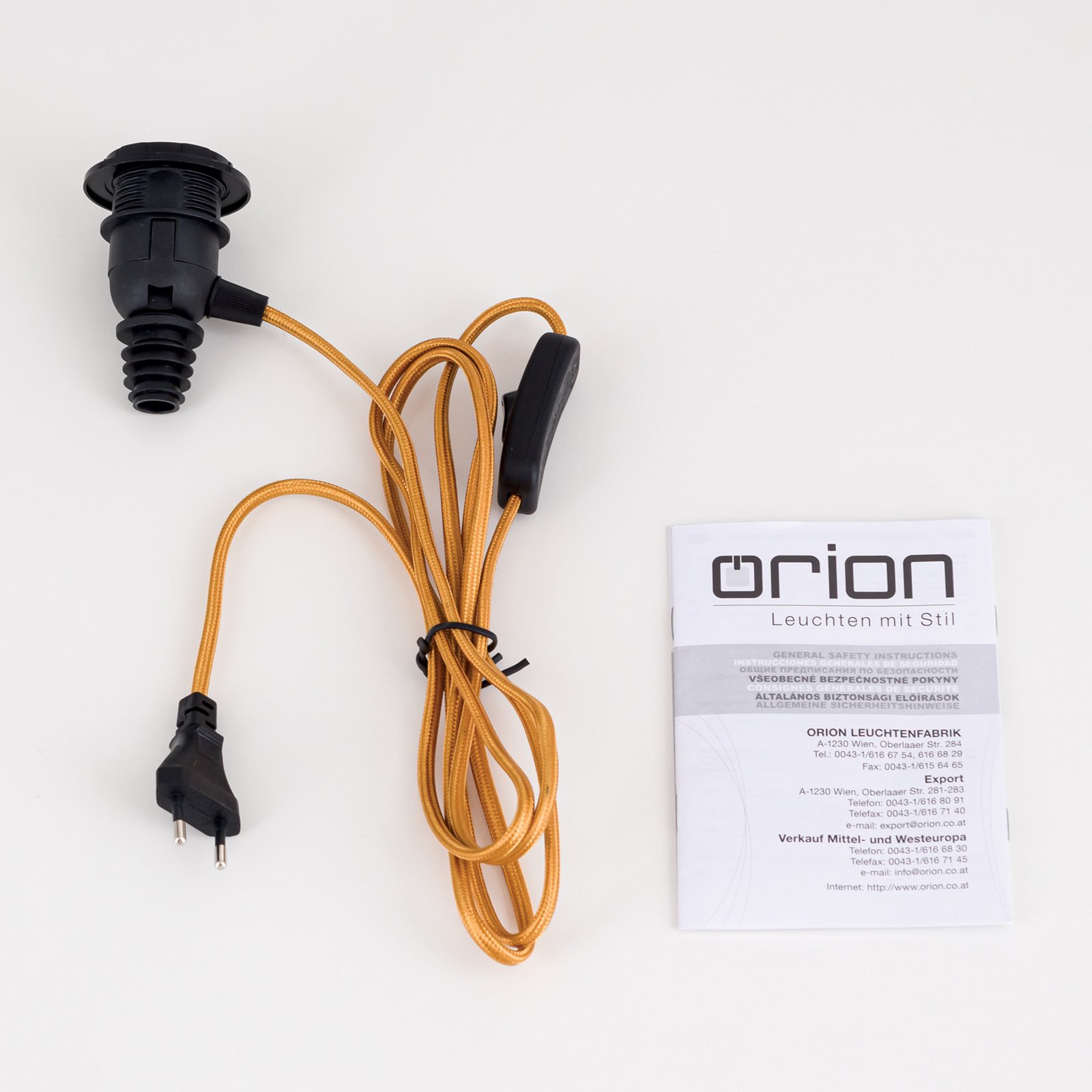 Oprawa żarówki E27 BOTTLE, kabel złoty, długość 200 cm