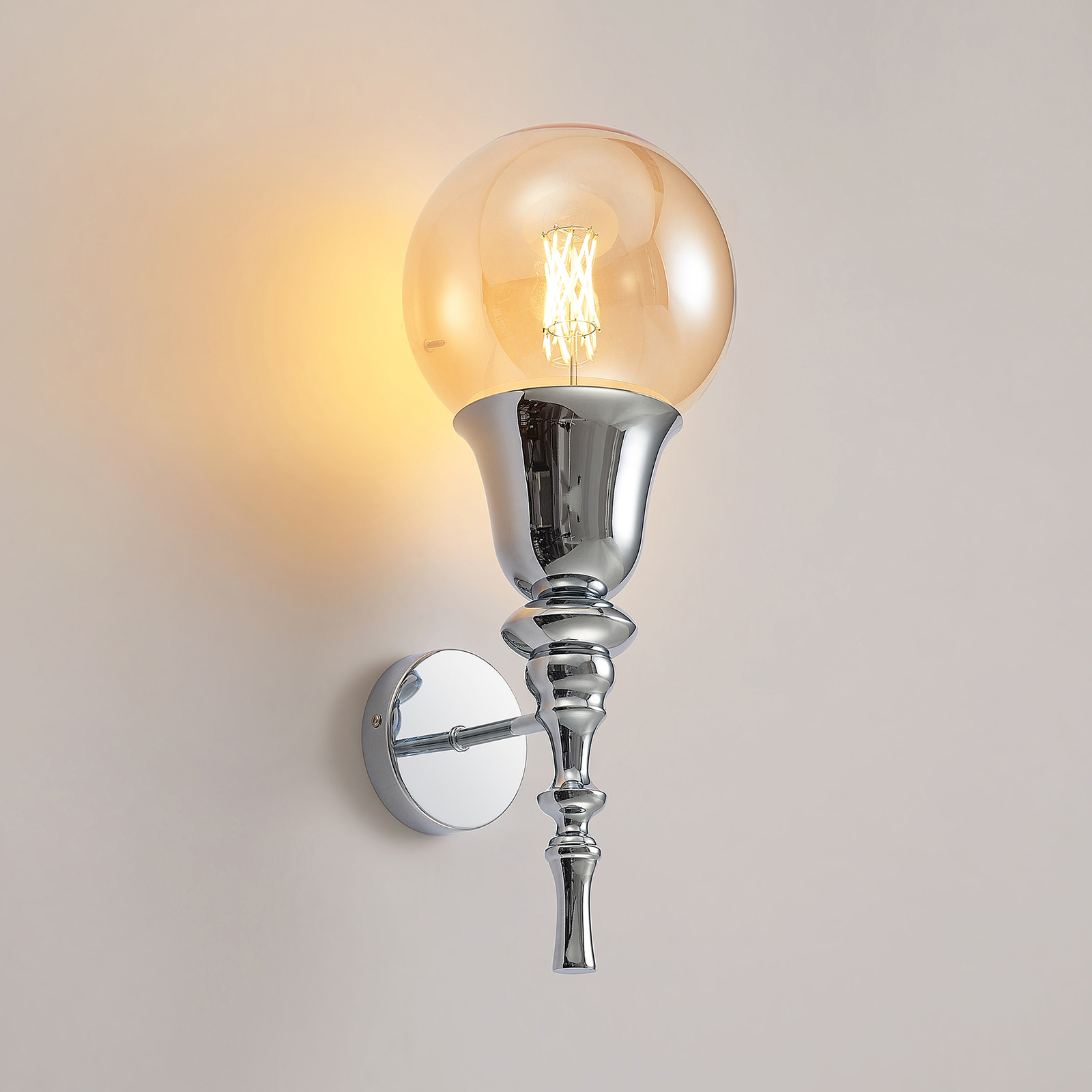 Lucande Gesja wandlamp, kaploos, 1-lamp, chroom