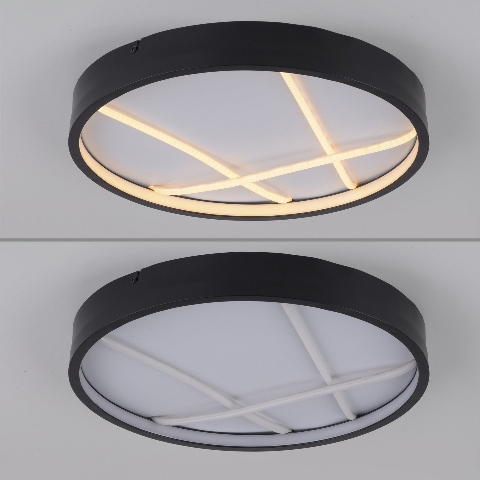 JUST LIGHT. LED plafondlamp Mikado, Ø 40 cm, zwart 