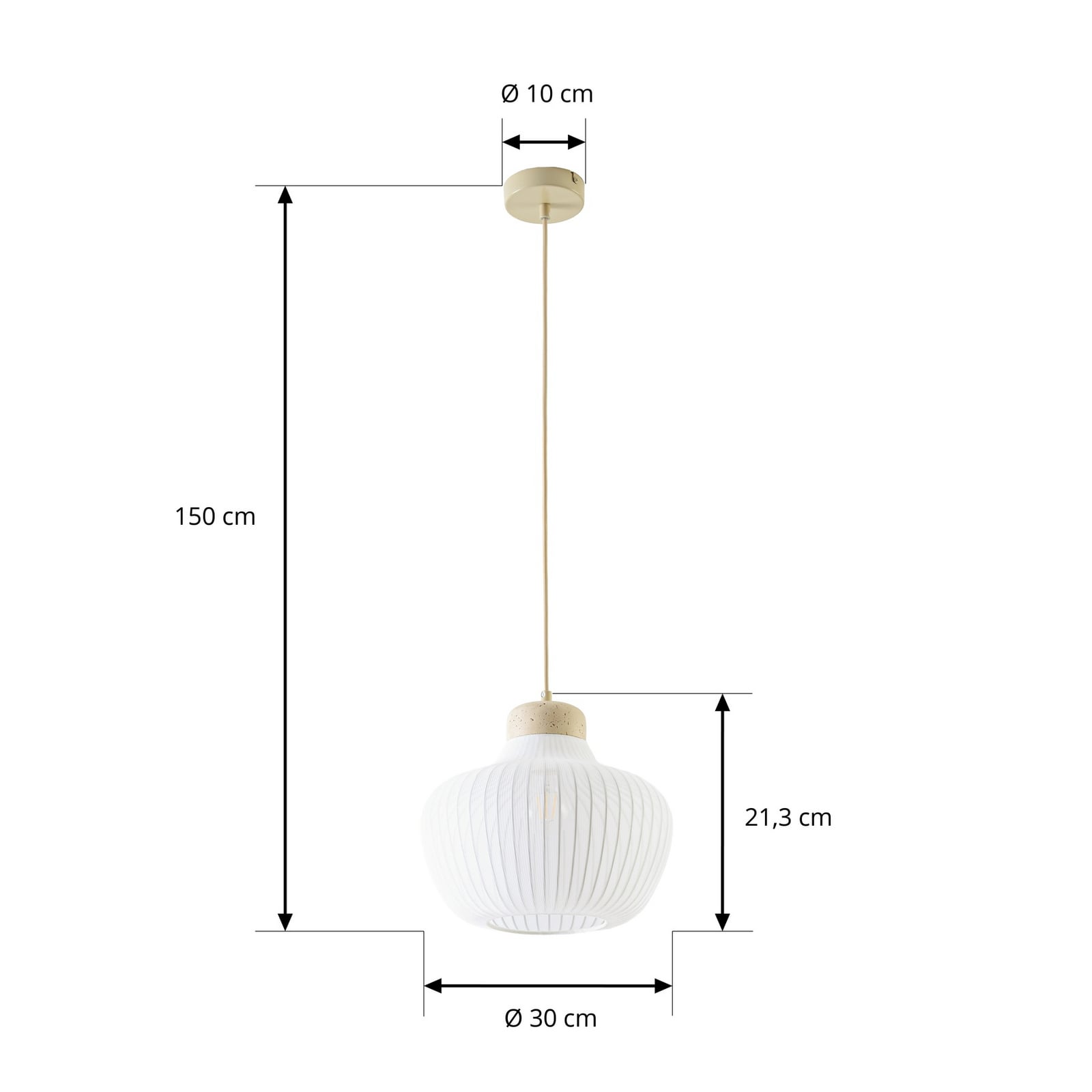 Závesné svietidlo Lucande Eloise, Ø 30 cm, biele, textil, E27