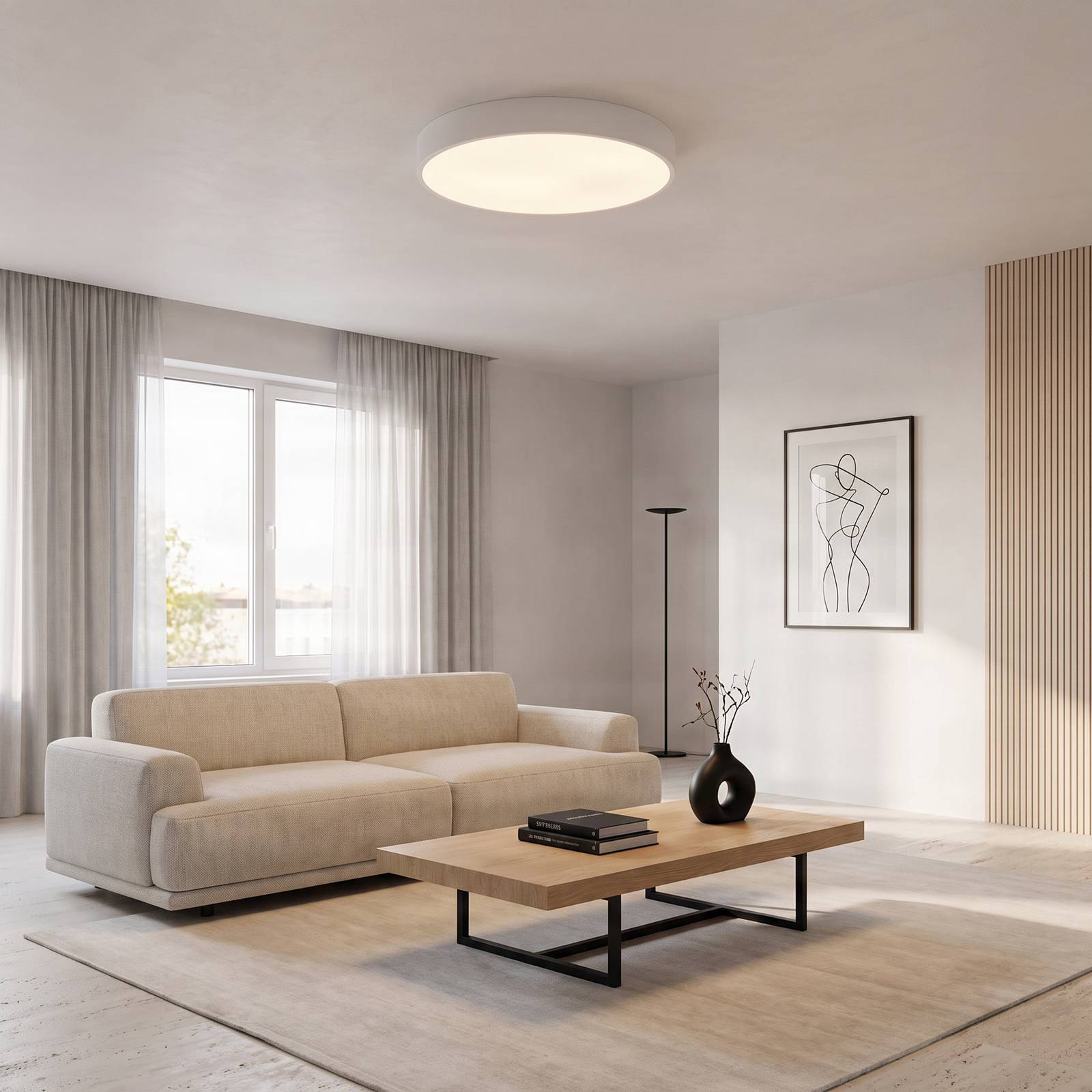 Lampa sufitowa Cleo, Ø 60 cm, IP20, biały, metal, E27