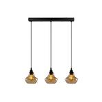 Pendant light Gold 052, gold-transparent, glass 3-bulb long