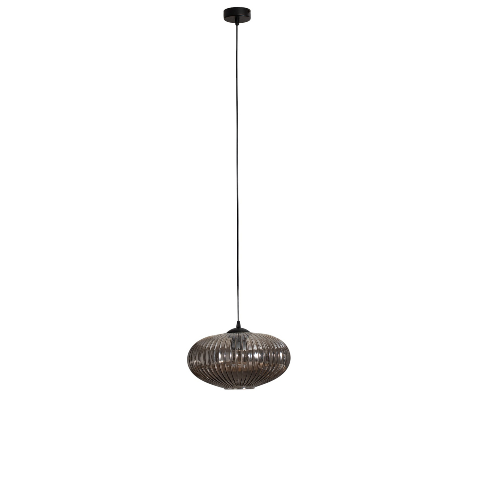 Coco dining table light, Ø 30 cm, black/smoke grey, glass