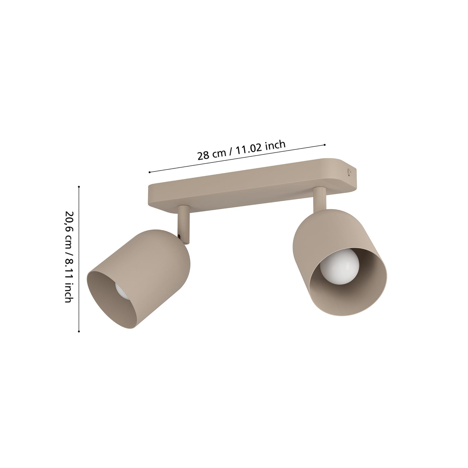 Deckenstrahler Tilston, beige, Länge 28 cm, 2-flg., Stahl