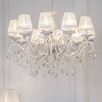 Grace chandelier white with lampshades, ten-bulb