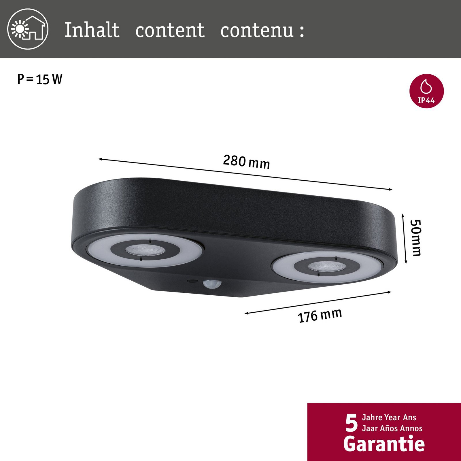 Silma 2 Outdoor Wall Lamp w/Sensor SWR Anthracite - Paulmann
