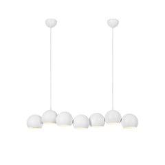 Suspension Cupolo, blanc, fer, longueur 101 cm, à 7 lampes