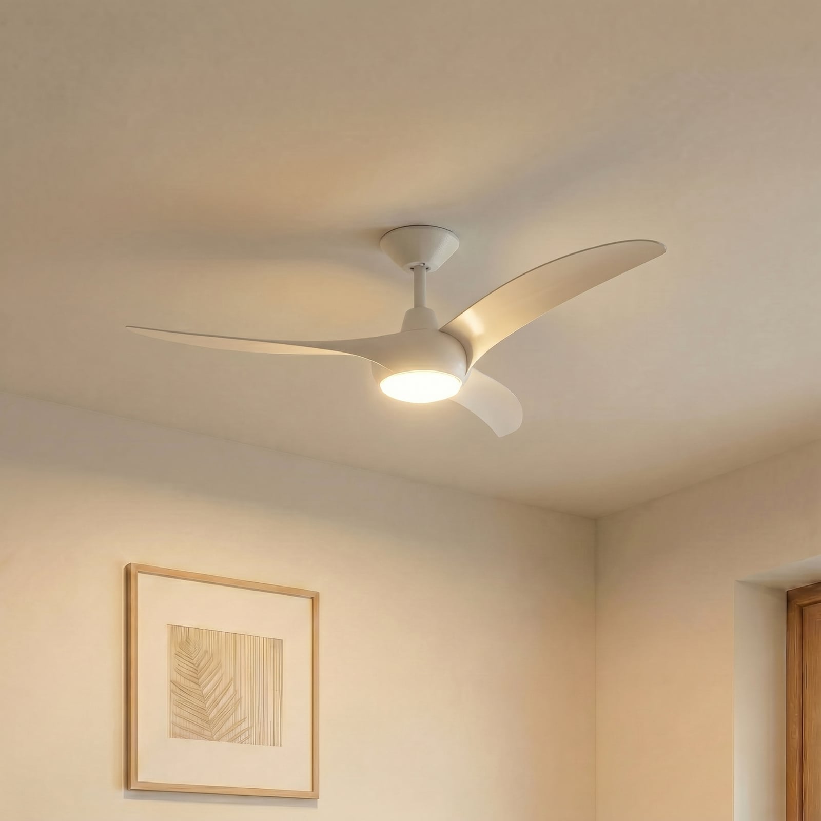 Briya LED-kattotuuletin, CCT, himmennettävä, Ø 116 cm, valkoinen - Lindby