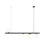 Garda 4 linear hanging light, beams, metal, glass, black, 4-bulb.