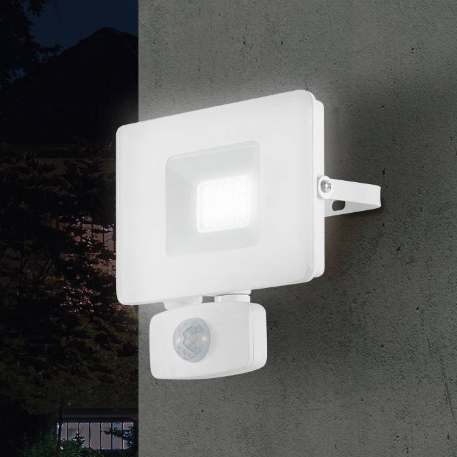 Foco de exterior LED Faedo 3, sensor, blanco, 20W