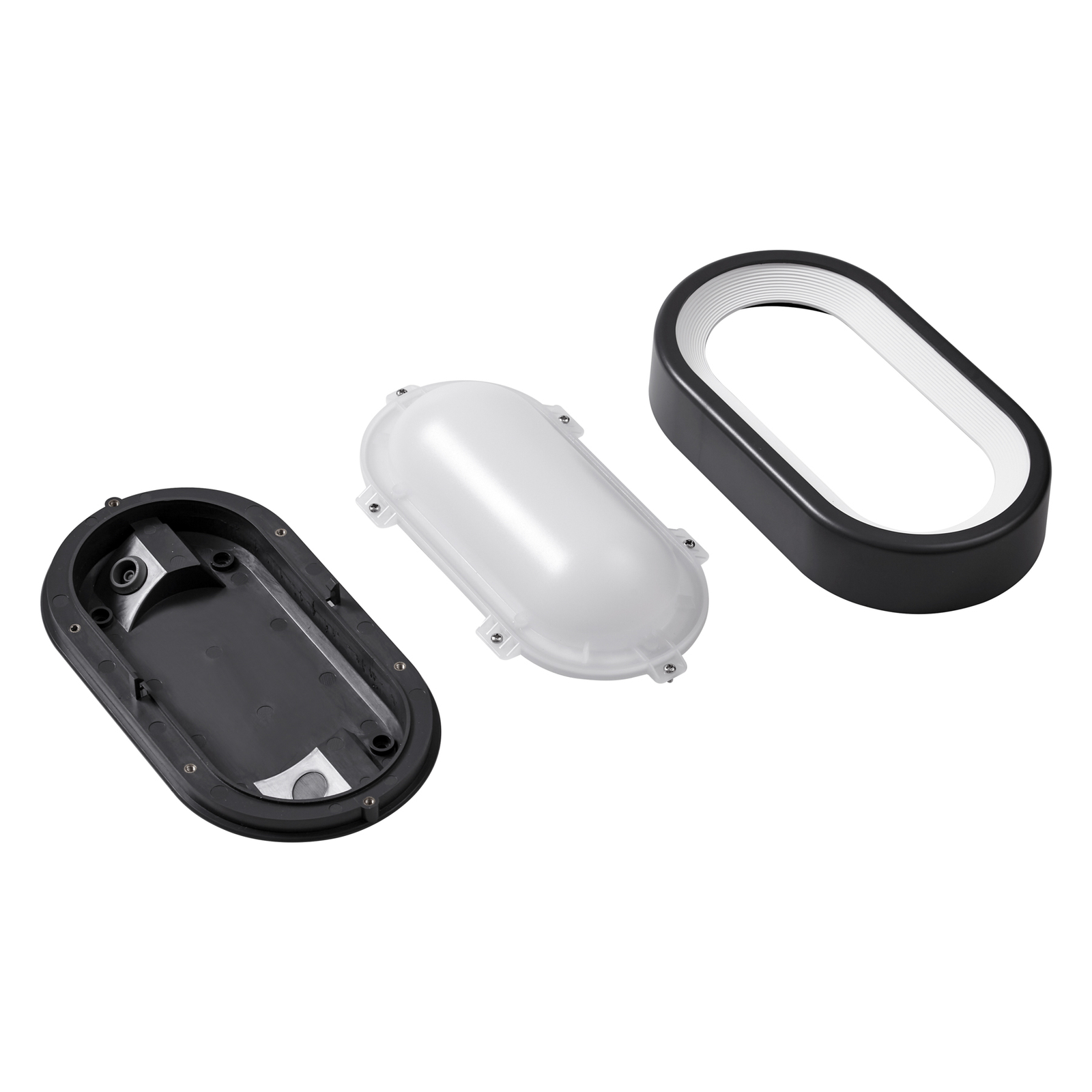 Lindby LED-Außenwandleuchte Niniel, schwarz/weiß, oval