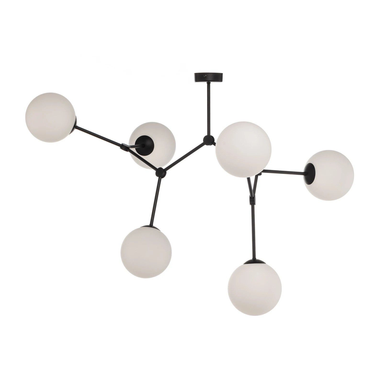 Plafonnier Space, noir/opale, à 6 lampes