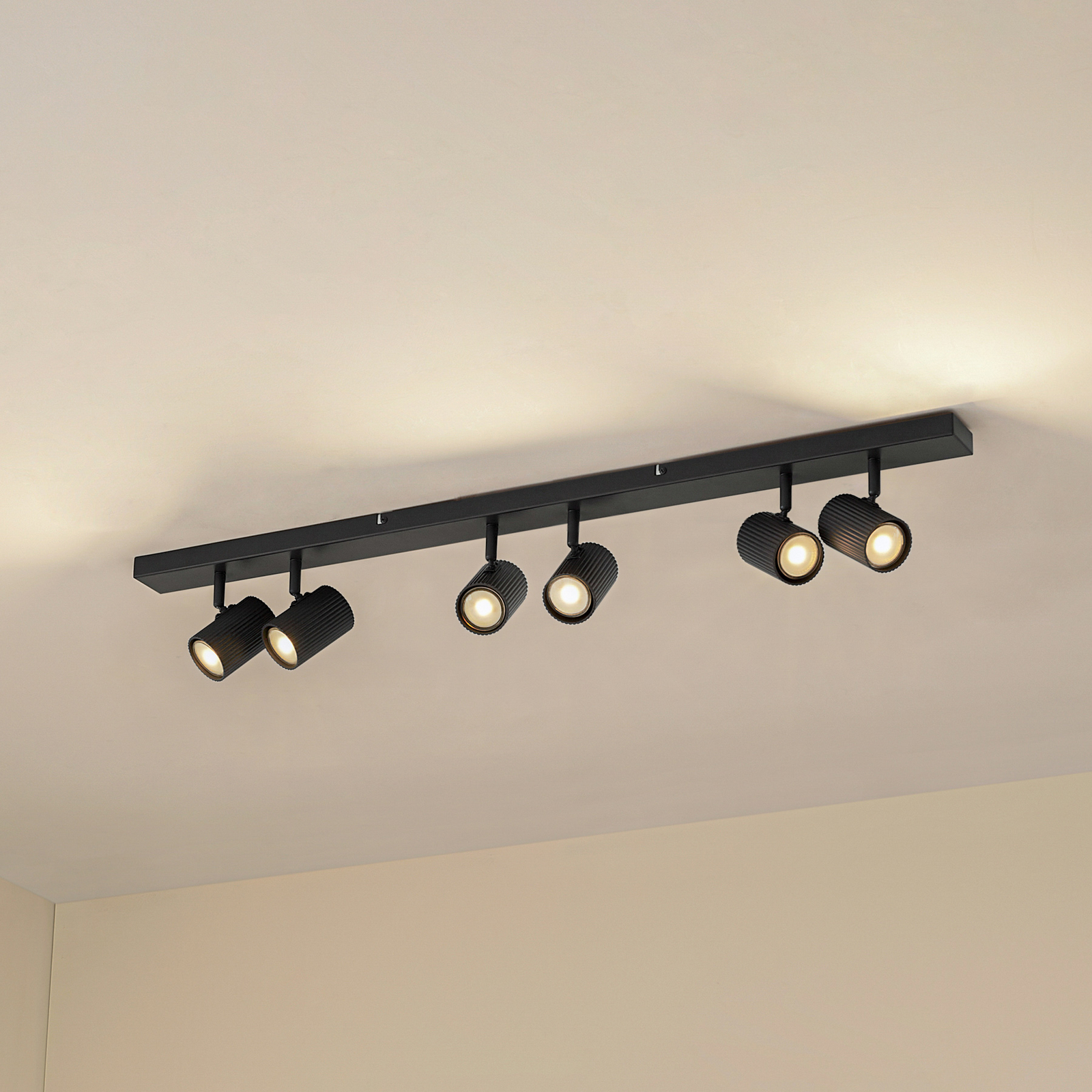 Lindby wandlamp Kardis, donkergrijs, 6-lamps, metaal, GU10