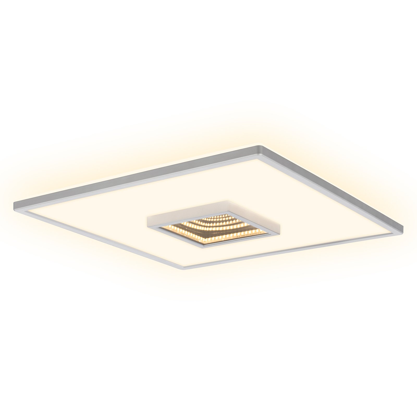 Plafón LED Toro, cromo mate, 42x42 cm, plástico