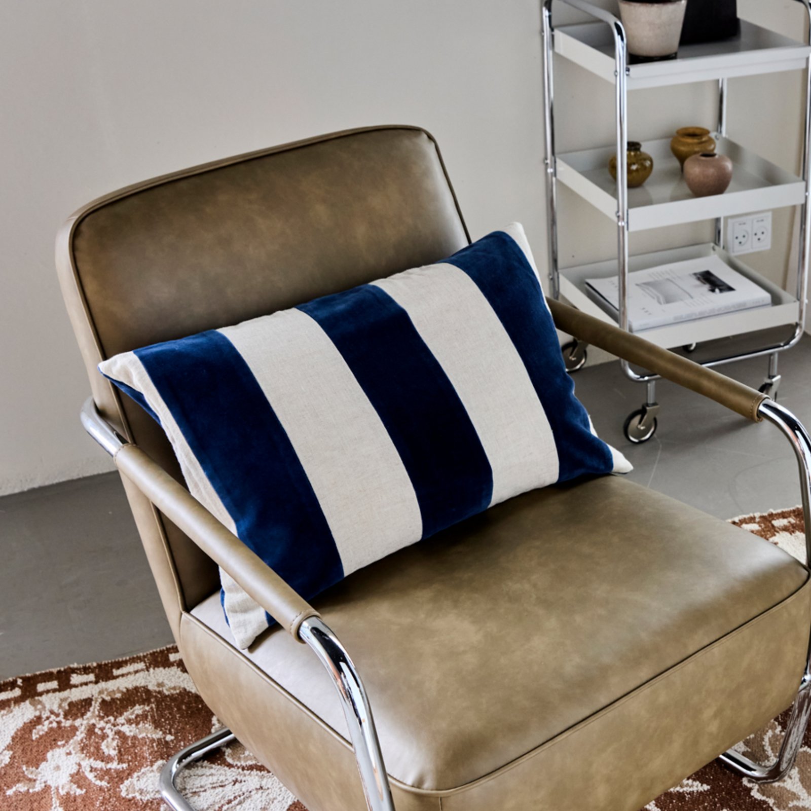 HDSono cushion cover cream/blue textile 60x40 cm - House Doctor