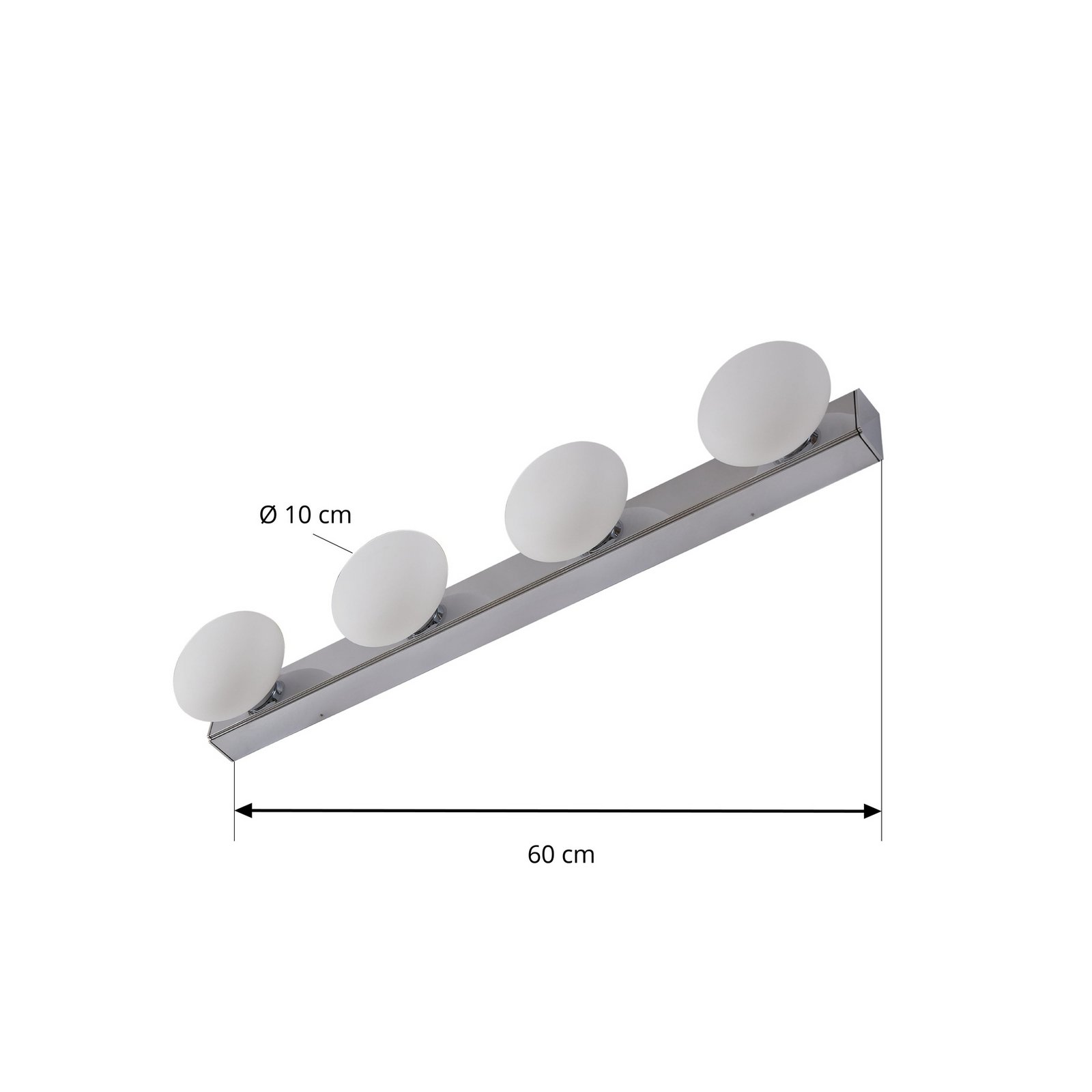 Lucande Candeeiro de parede para casa de banho LED Myrra, cromado, vidro, 60