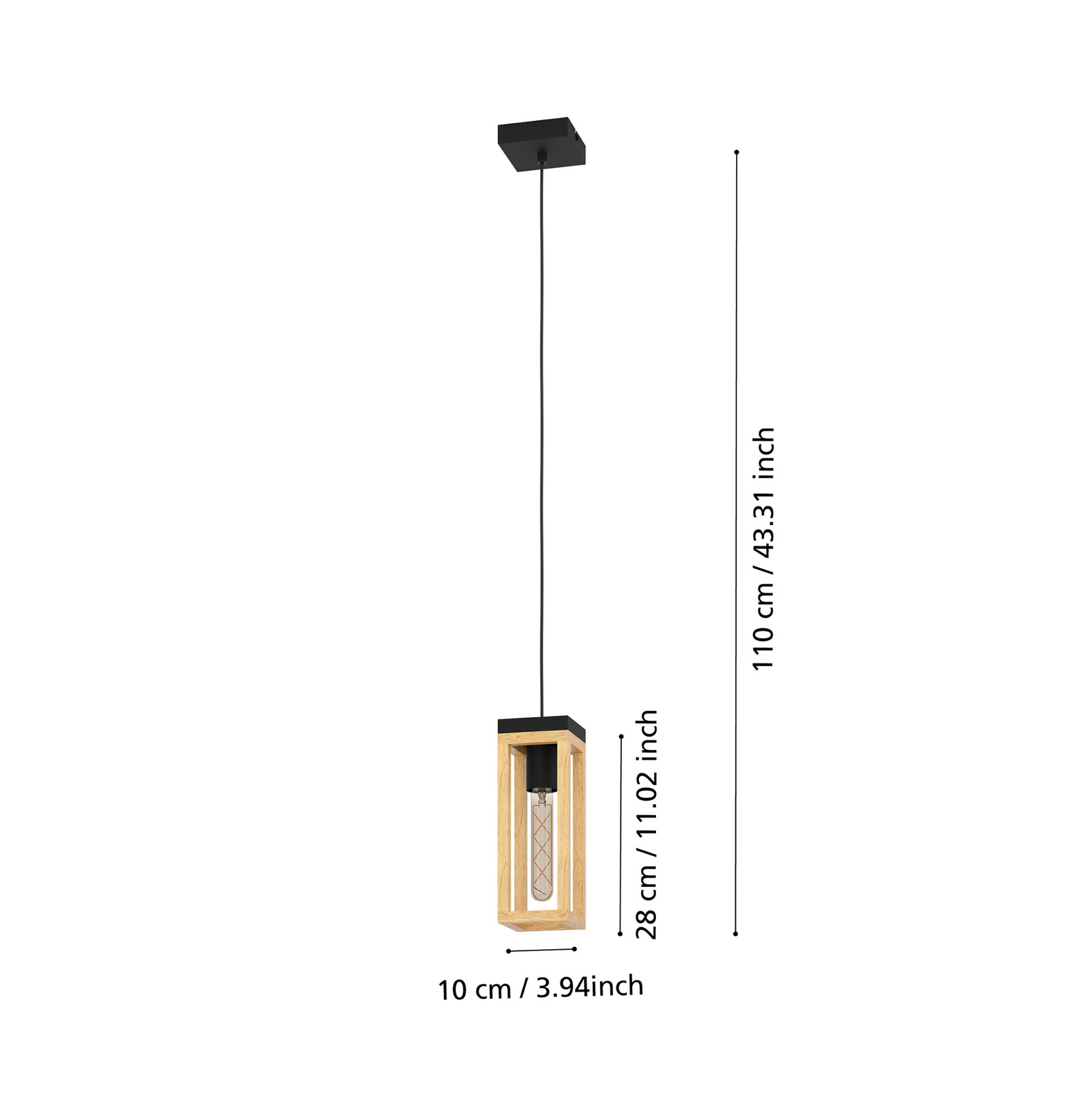 EGLO Nafferton -riippuvalaisin puuta, 1-lamppuinen