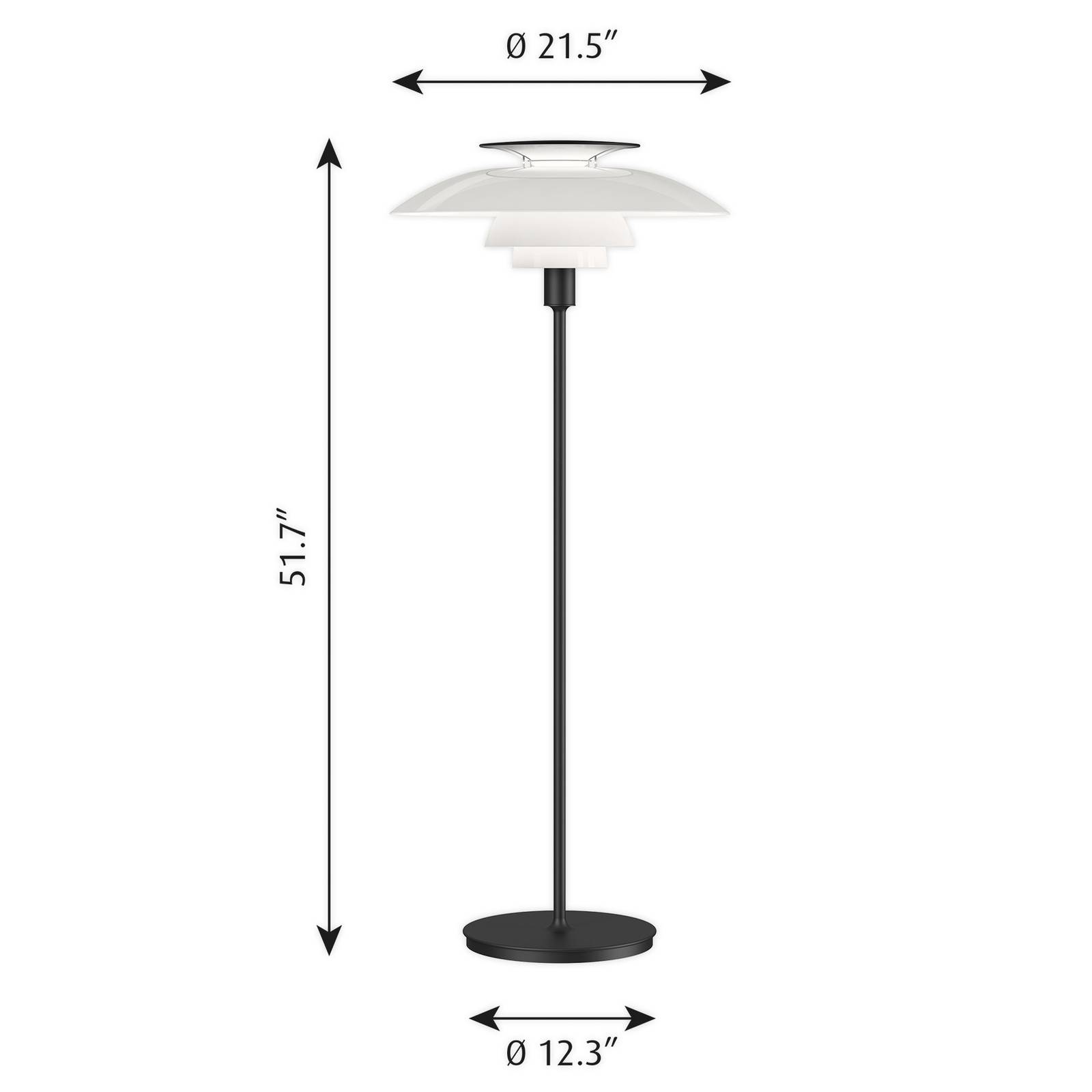 Louis Poulsen PH 80 lampa stojąca czarno-biała