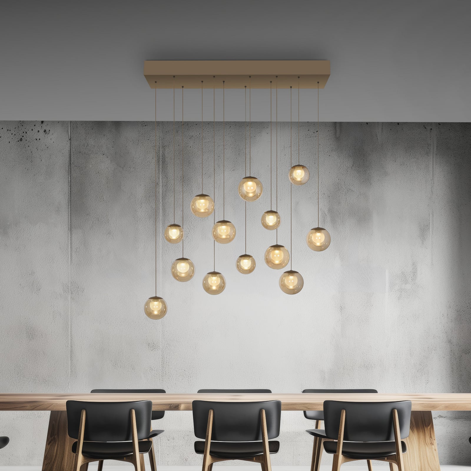 Popup LED-Hängelampe, bronze/amber, 100 cm 13-fl. - PURE Popup LED-Hängelampe, bronze/amber, 100 cm 13-fl. - PURE