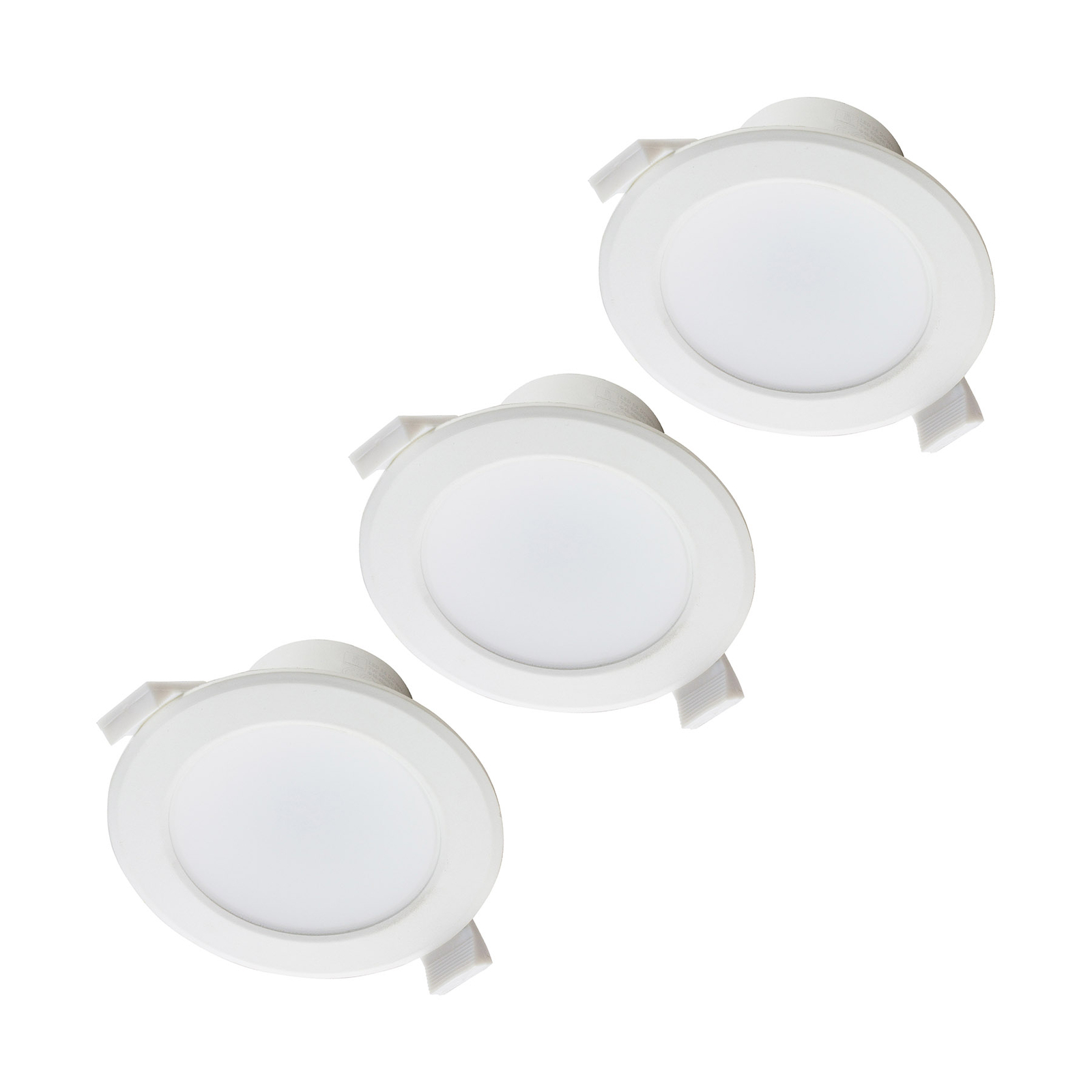 Prios LED recessed light Rida, 19cm, 18W, set of 3, CCT, dimmable