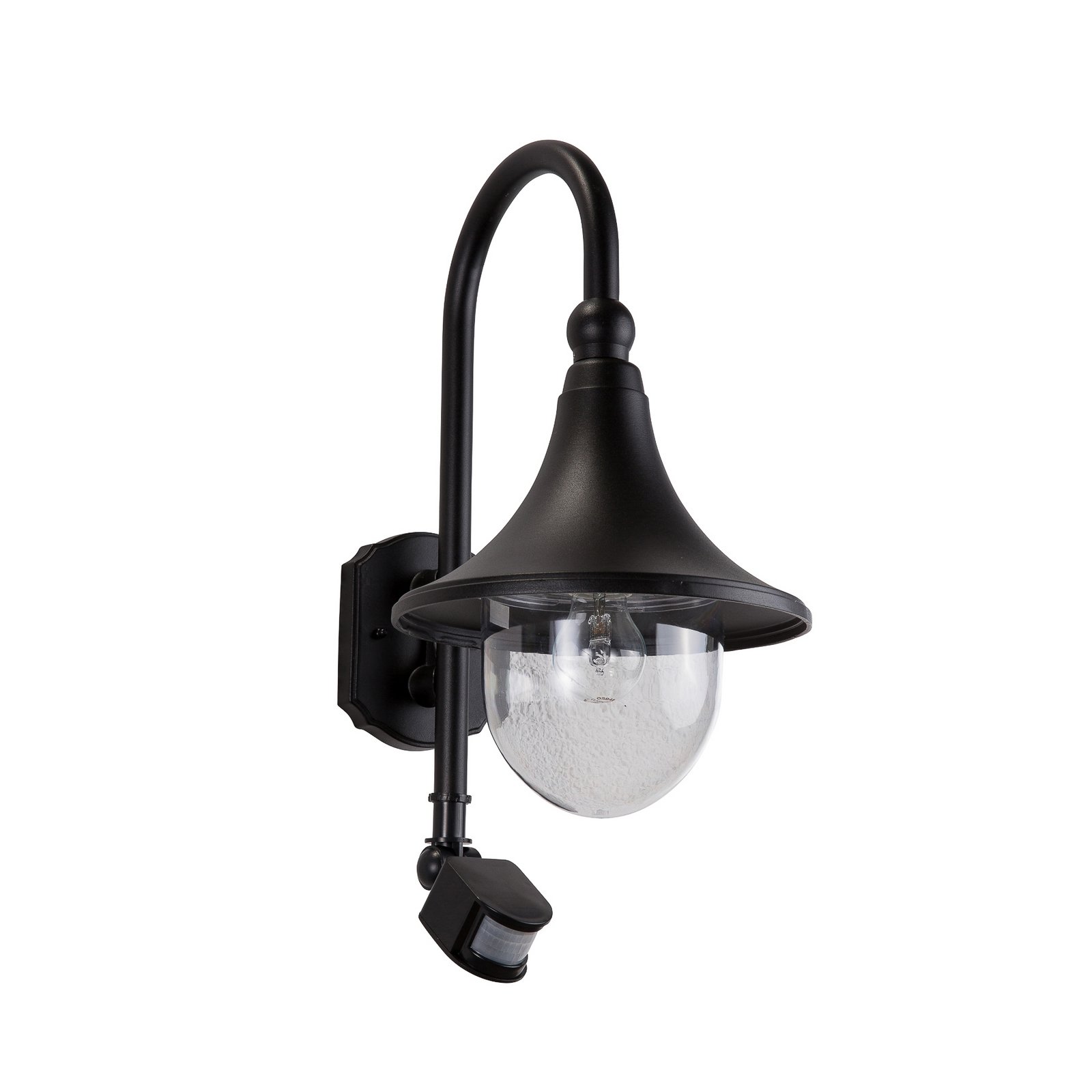 Lindby candeeiro de parede exterior Daphne, preto, sensor, metal, E27