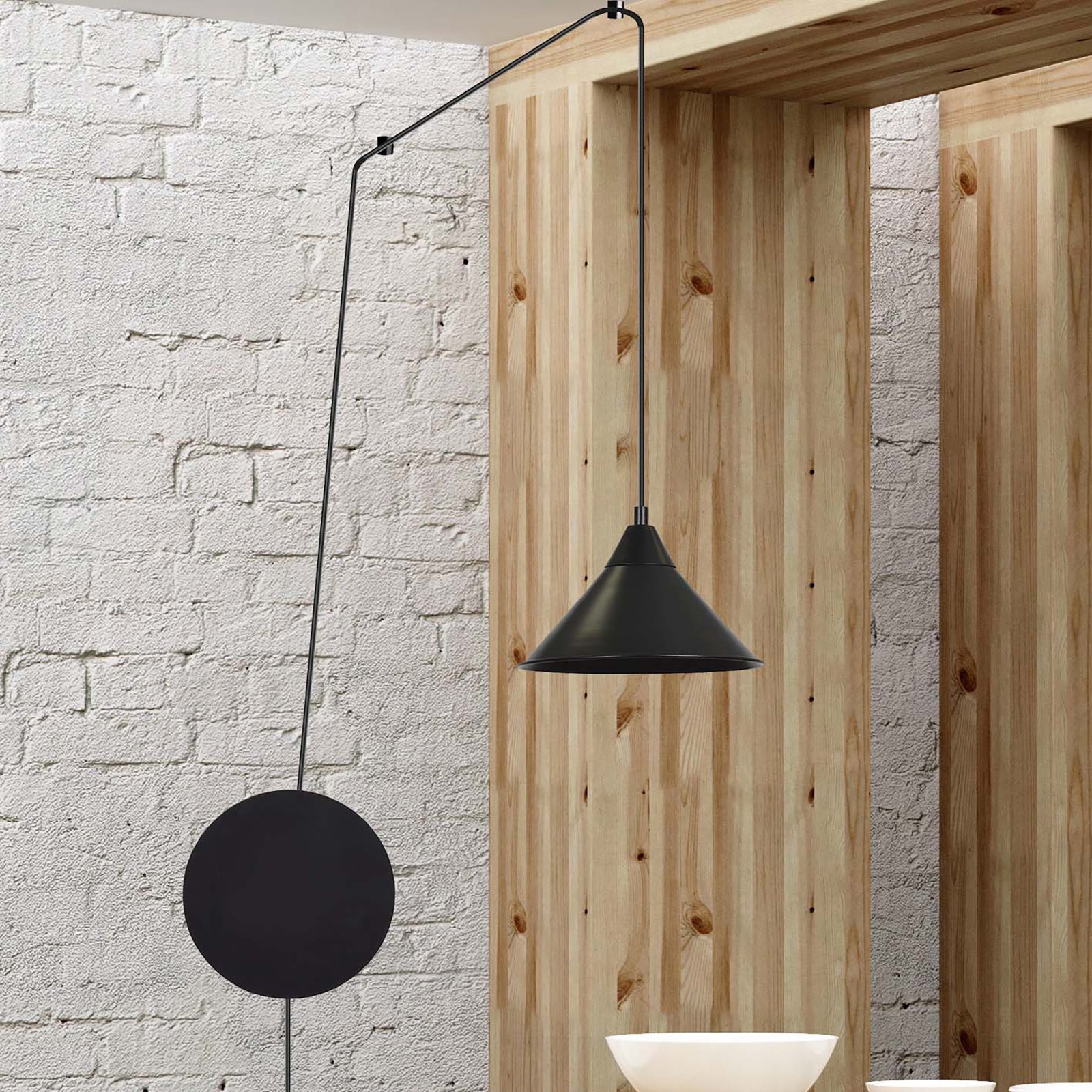 Overzicht abstract zadel Hanglamp Ramo, 1-lamp, zwart | Lampen24.be