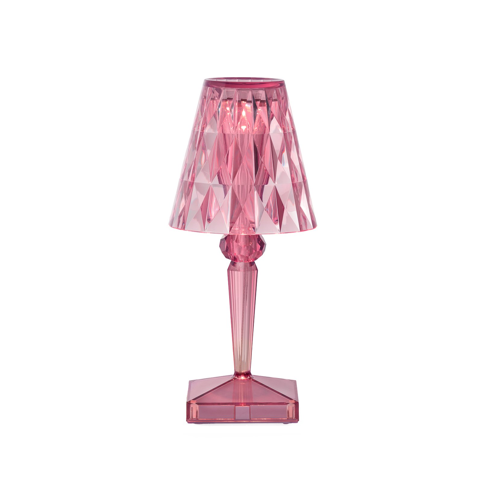 Kartell LED-bordlampe Batteri, lyserød pastel, IP54