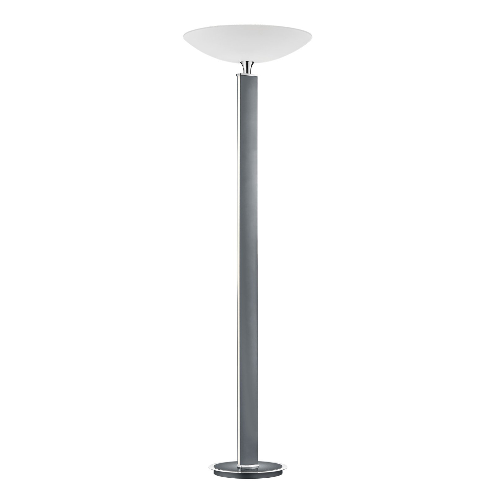 BANKAMP Pure F LED uplighter, anthracite, for Living / Dining Room, metal, glass, 75 W, energy efficiency: A+, H: 179 cm