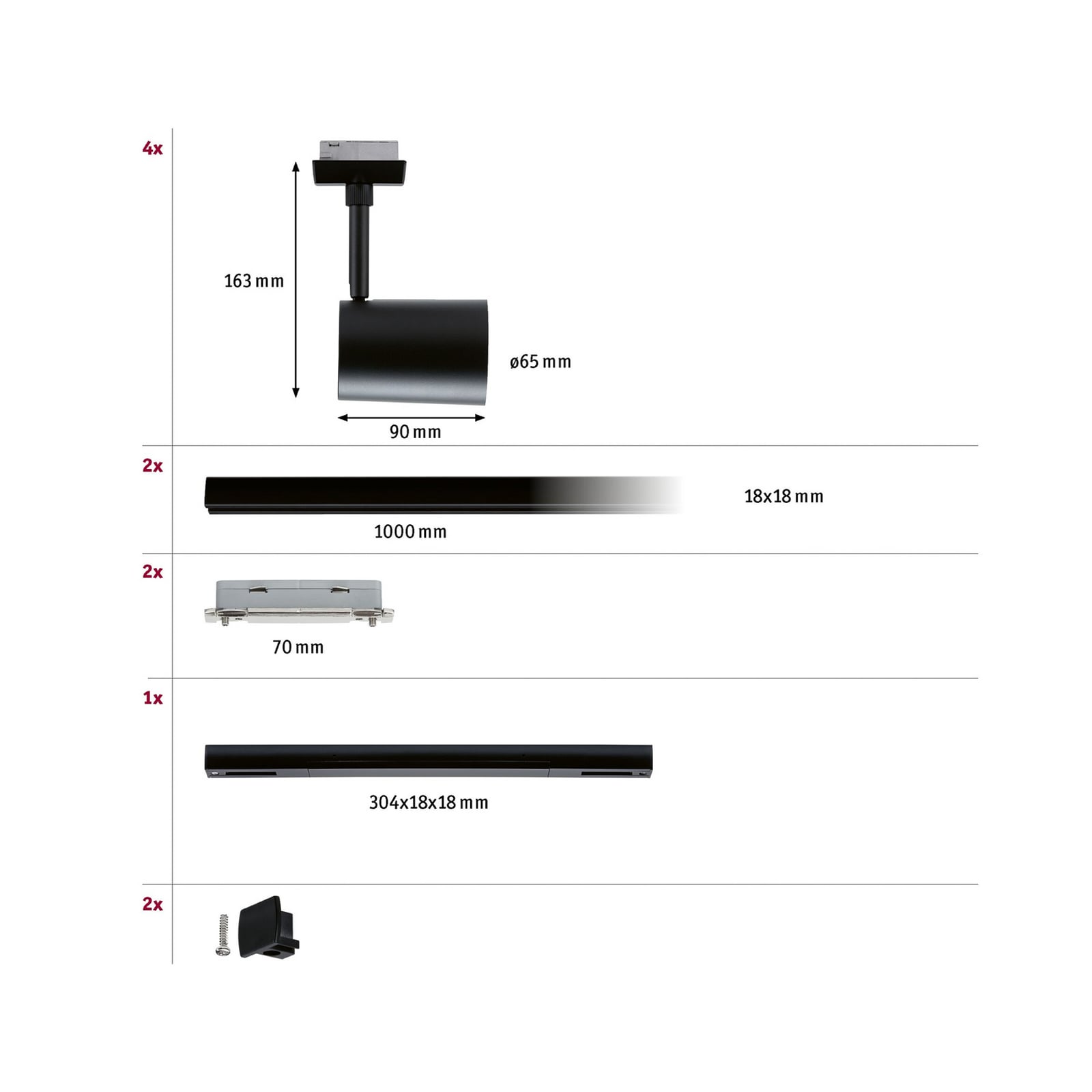 Kit de inicio Paulmann Luxe, negro, alimentación central, GU10