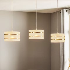 Lámpara colgante lineal Helen blanco-dorado 3 luces