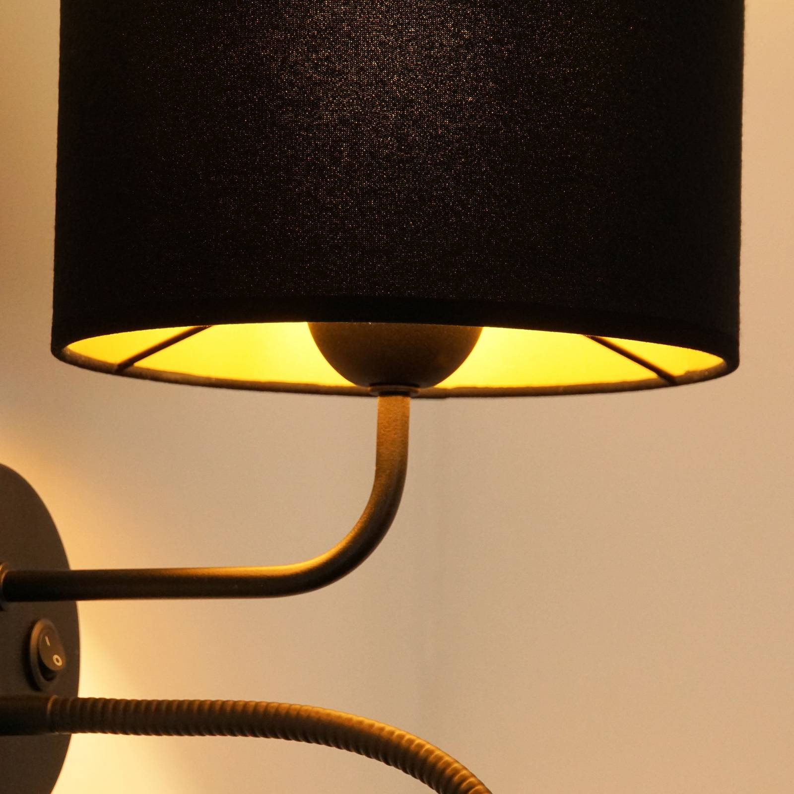 Kinkiet Roller, aksamitny czarny, czarny, z lampką do czytania