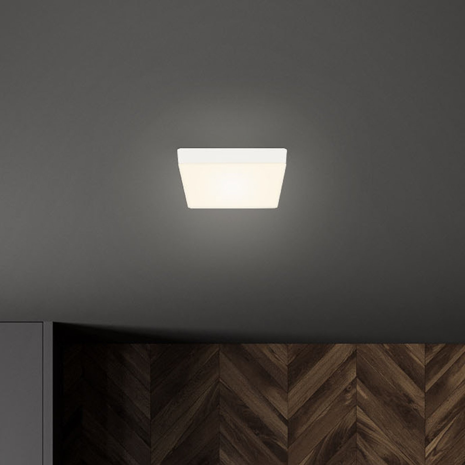 Flame LED plafondlamp, 15,7 x 15,7 cm, wit