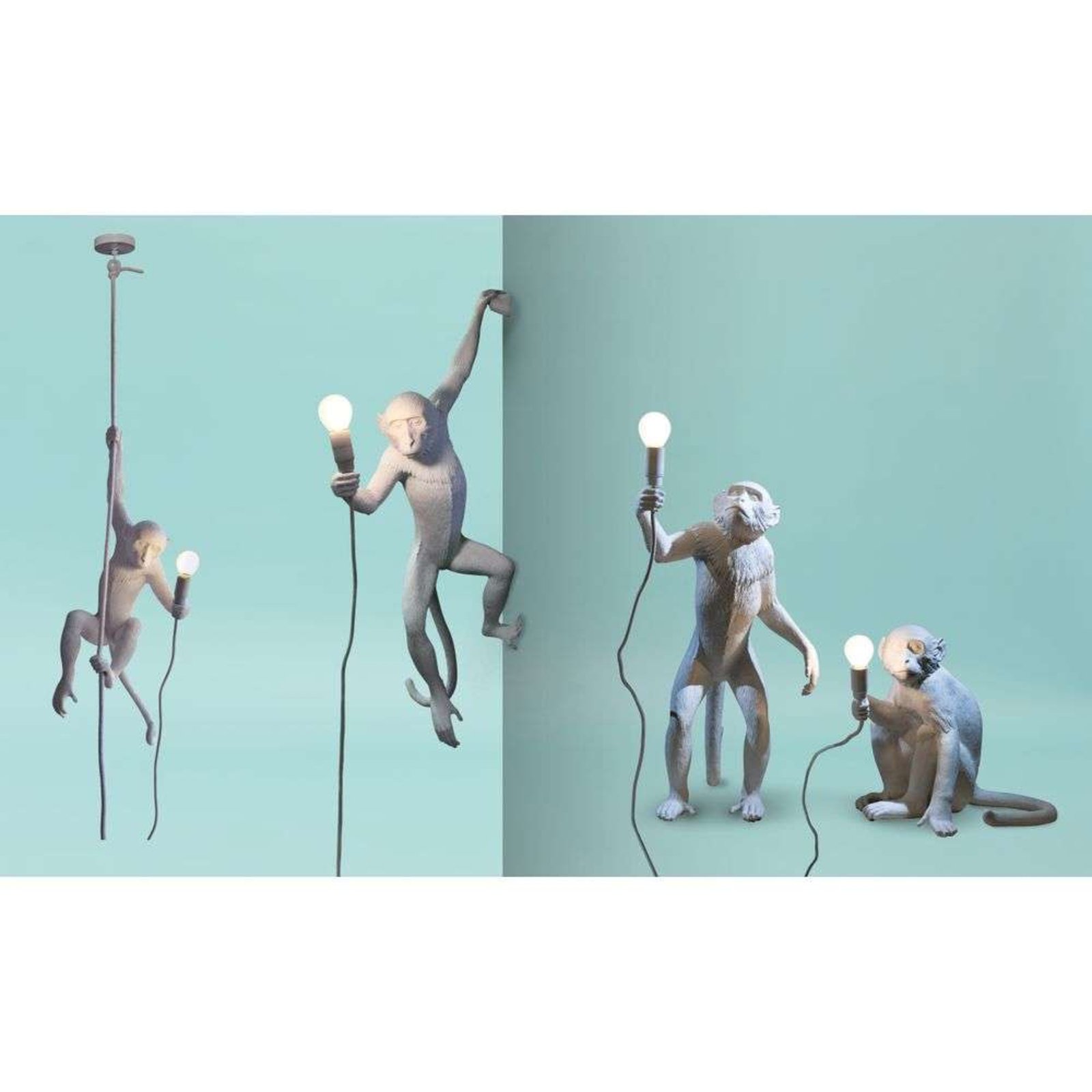 Monkey Hanging Candeeiro de Parede Left White - Seletti