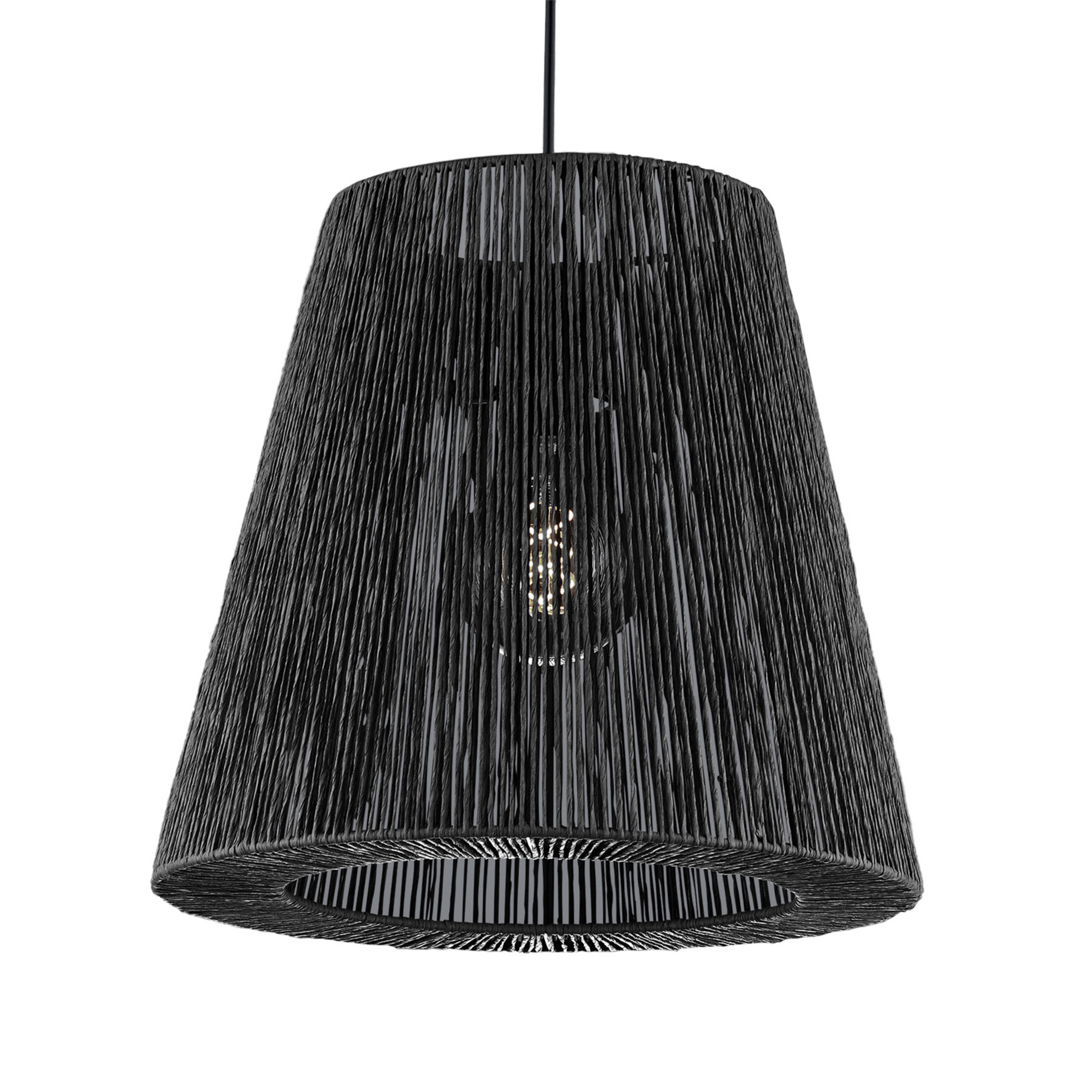 Hängeleuchte Rope aus Papier, schwarz, Ø 38cm