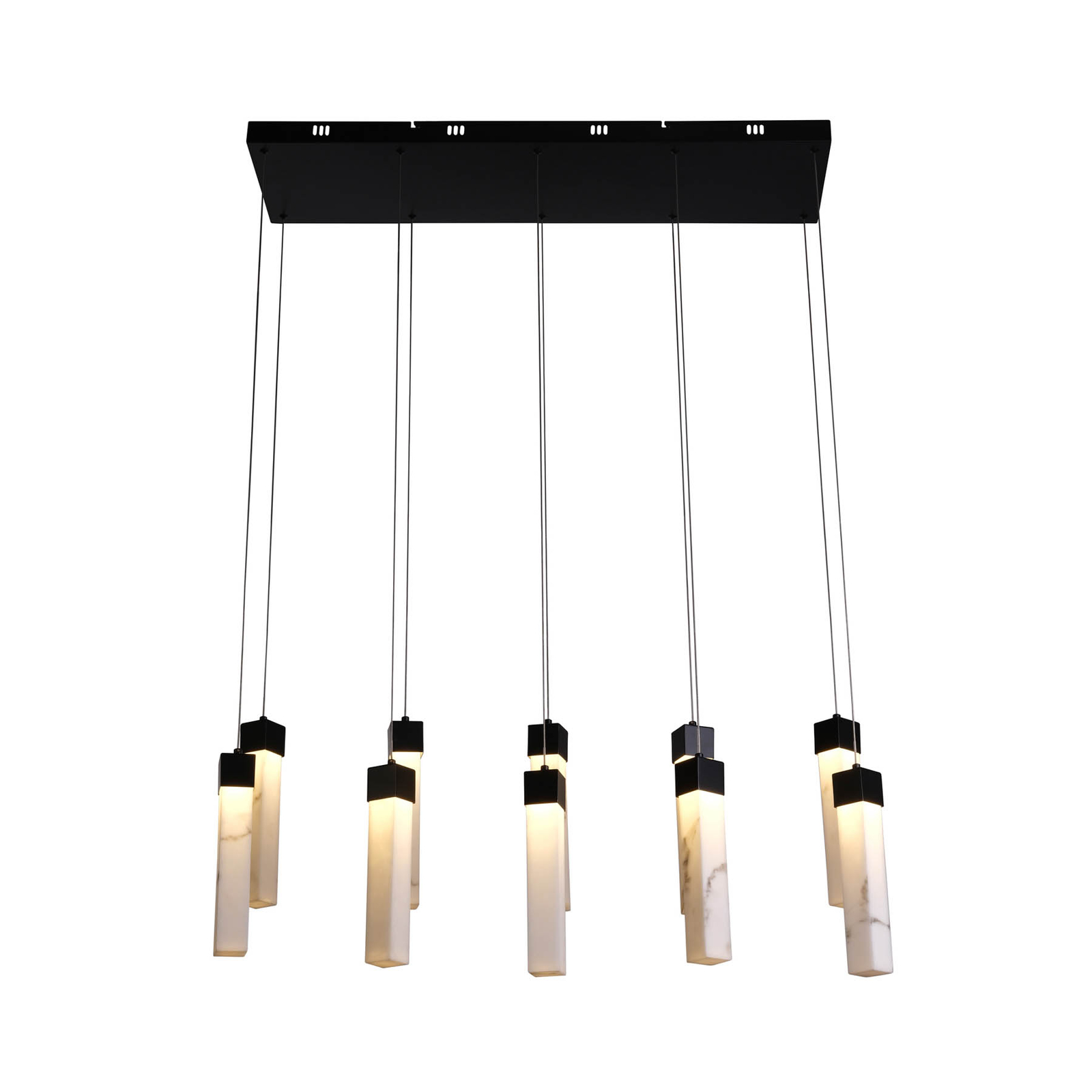 Suspension LED Moonbeam à 10 lampes, noir, blanc, métal