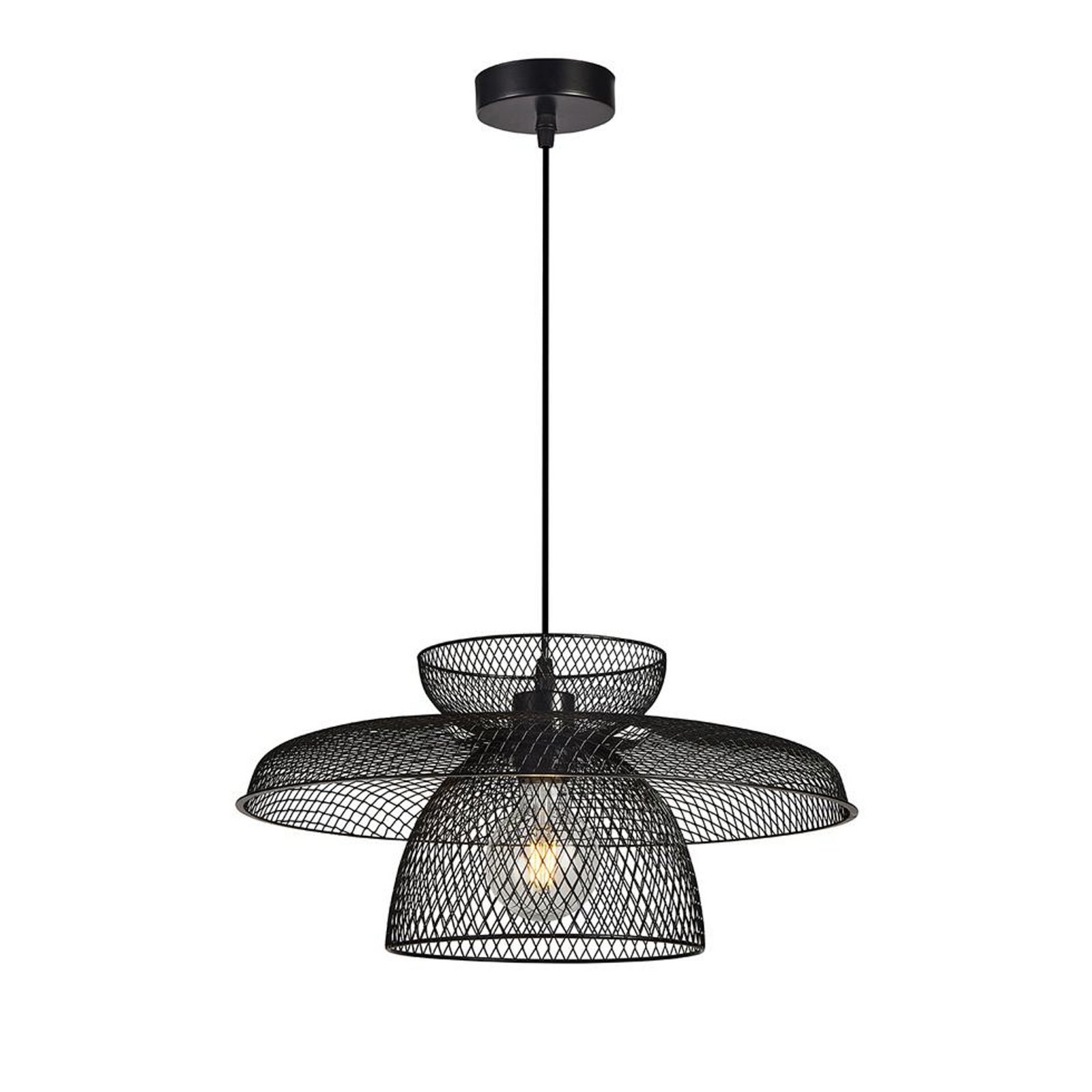 Candeeiro suspenso Maronti, preto, Ø 43 cm, metal