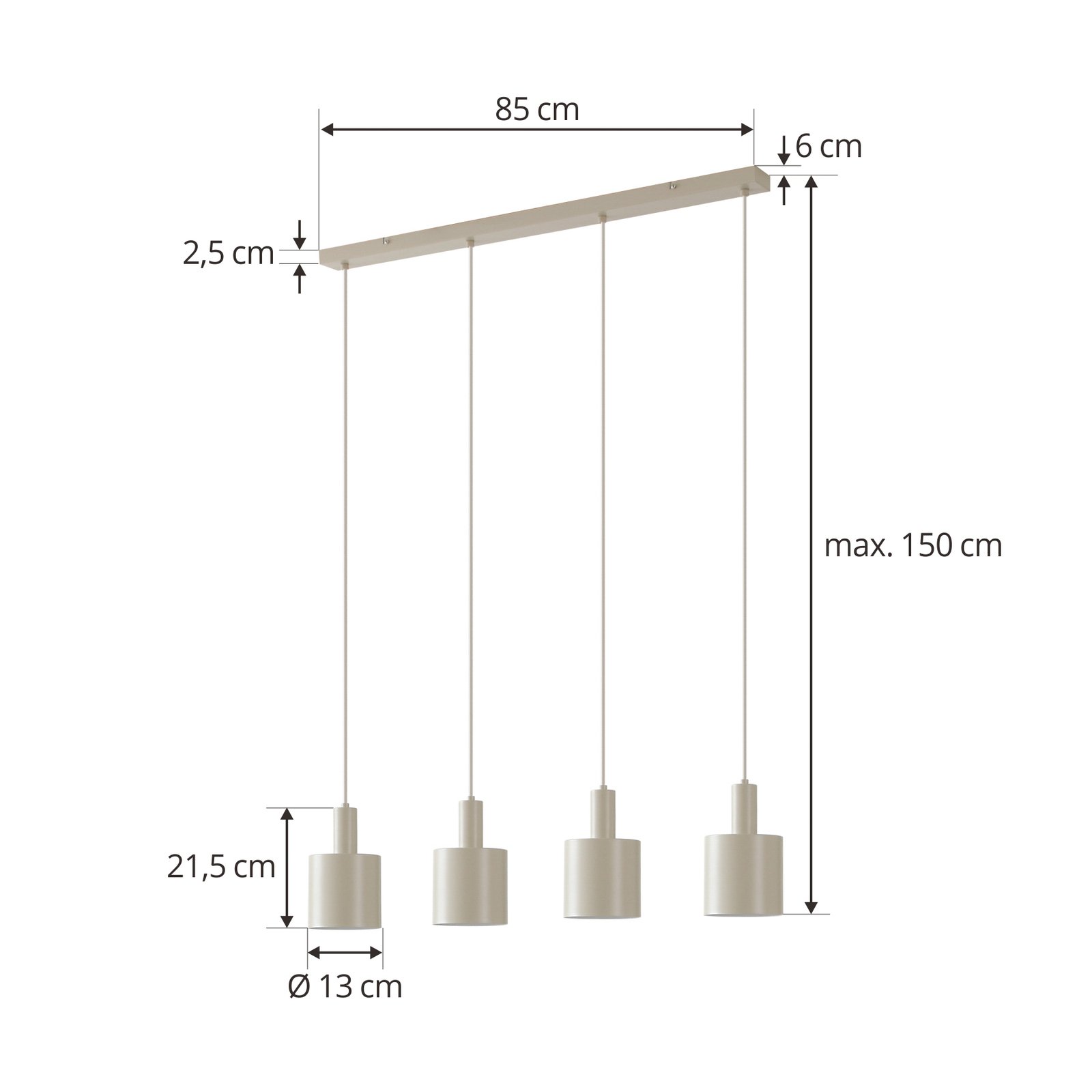 Ovelia 4 Pendant Beige - Lindby