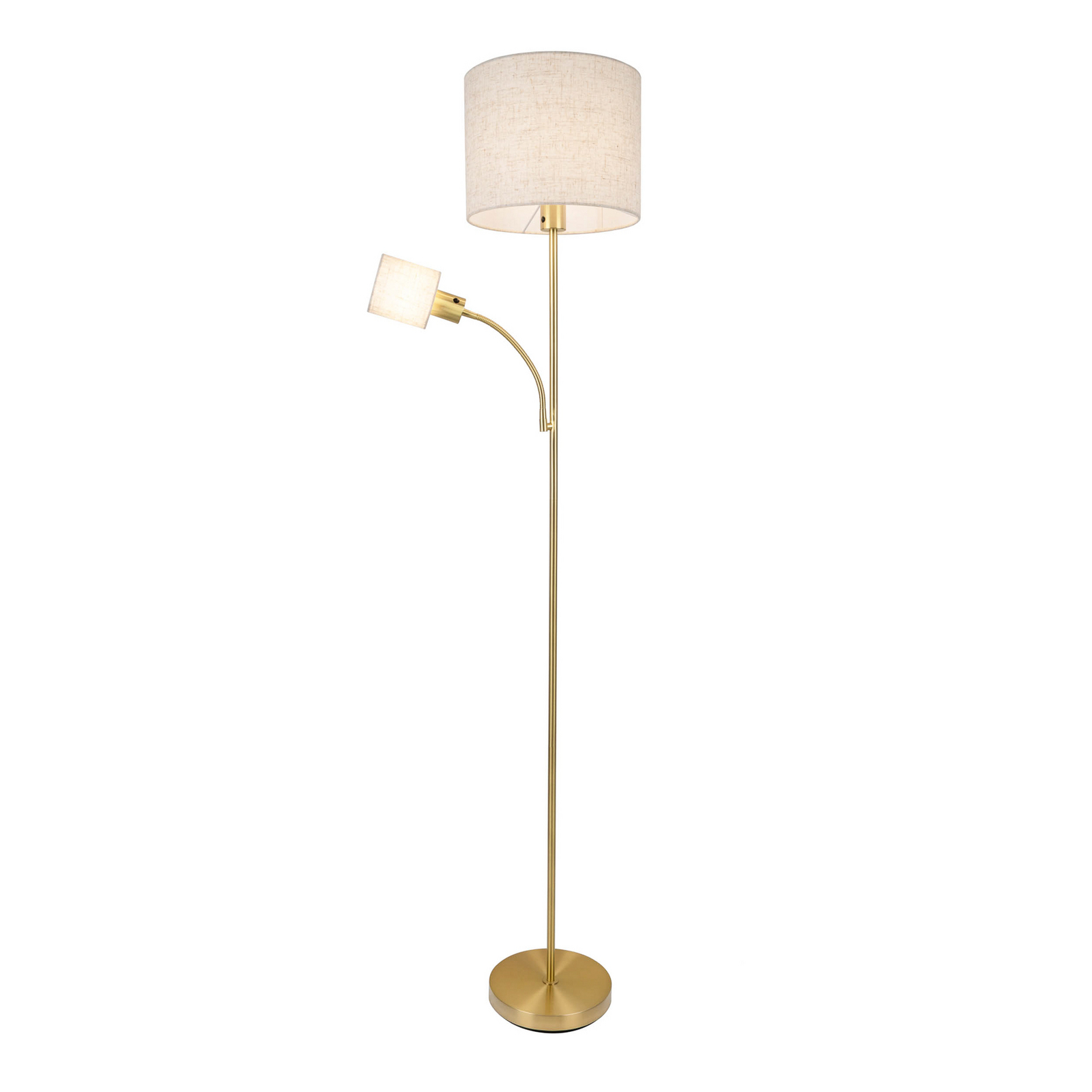 Φωτιστικό δαπέδου Filomena, μπεζ/ορείχαλκος, ύφασμα, βραχίονας ανάγνωσης, E27, Φωτιστικό δαπέδου Filomena, μπεζ/ορείχαλκος, ύφασμα, βραχίονας ανάγνωσης, E27,