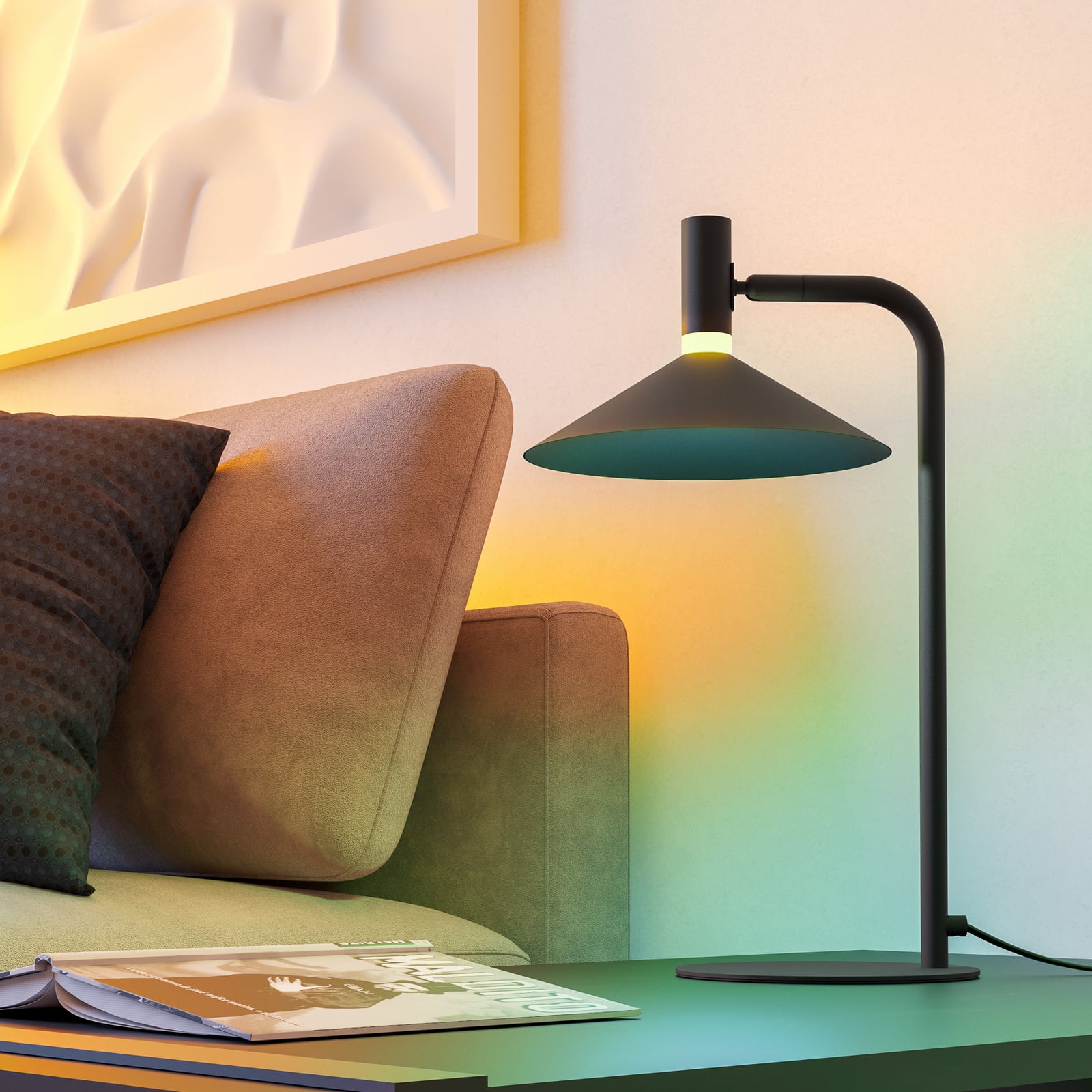 LED tafellamp Conomavilla-Z zwart hoogte 45 cm CCT RGB