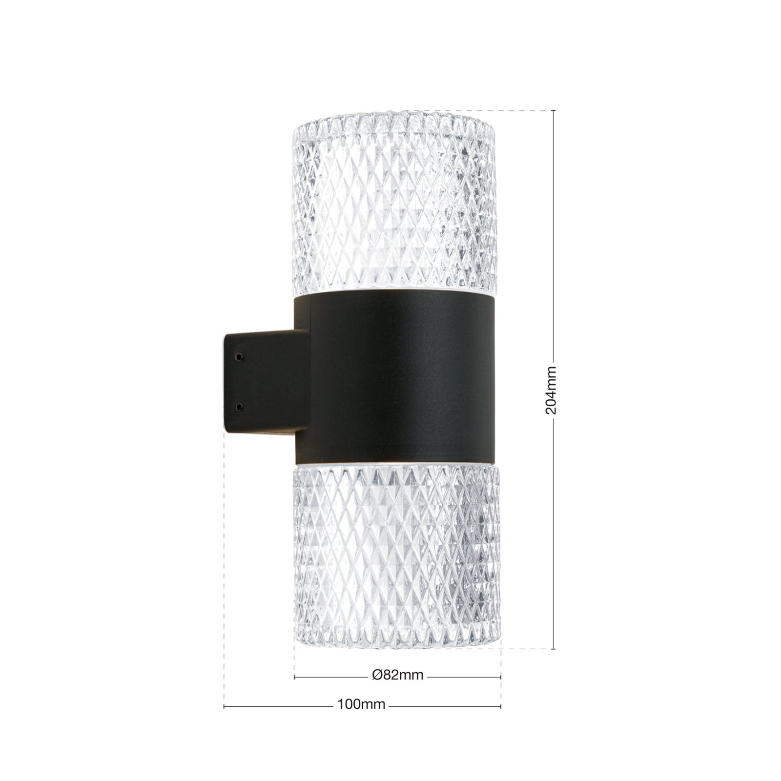 LED lampă de perete pentru exterior Mondo, negru, înălțime 20,4 cm,