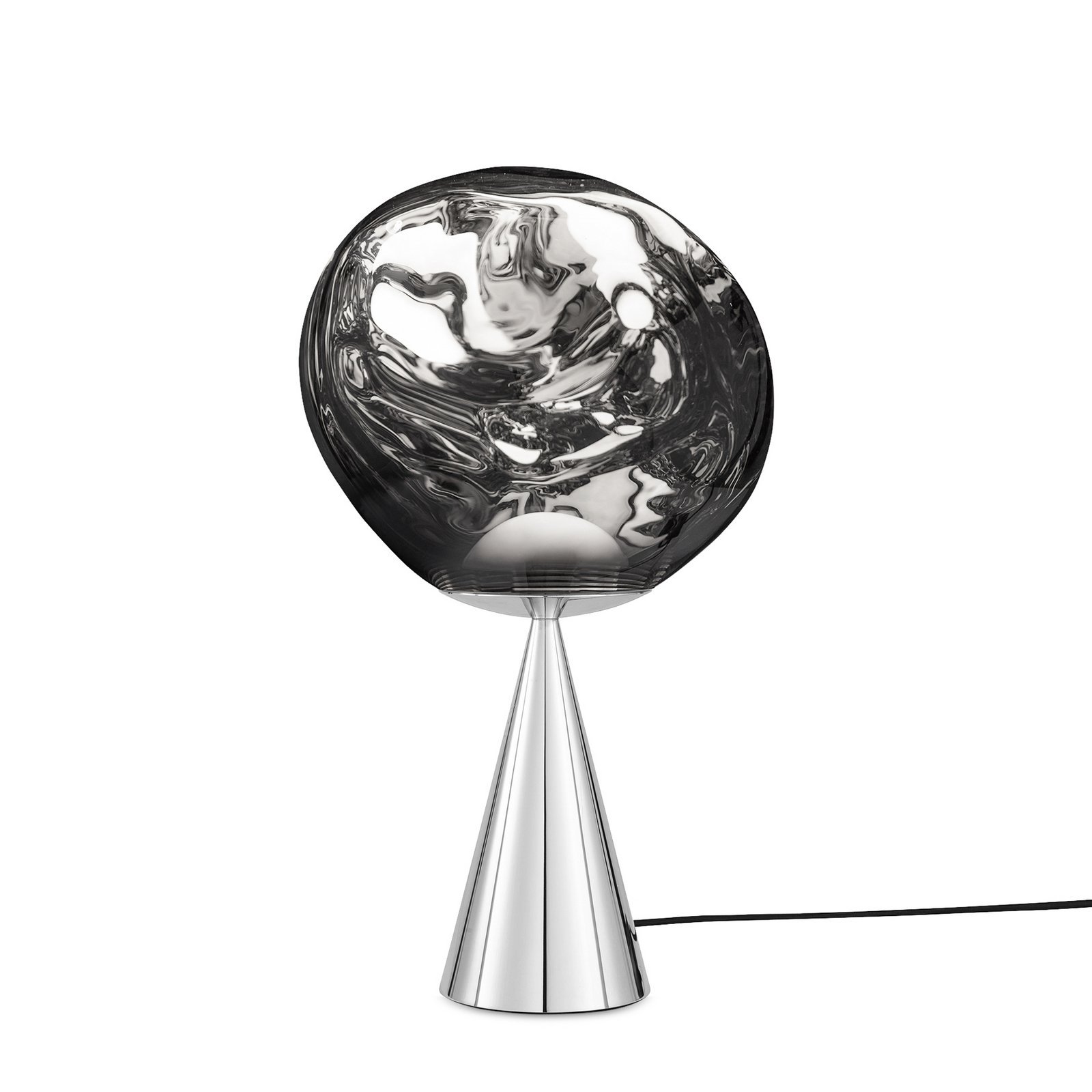 Tom Dixon LED-Tischlampe Melt Cone Fat, silberfarben, 65 cm