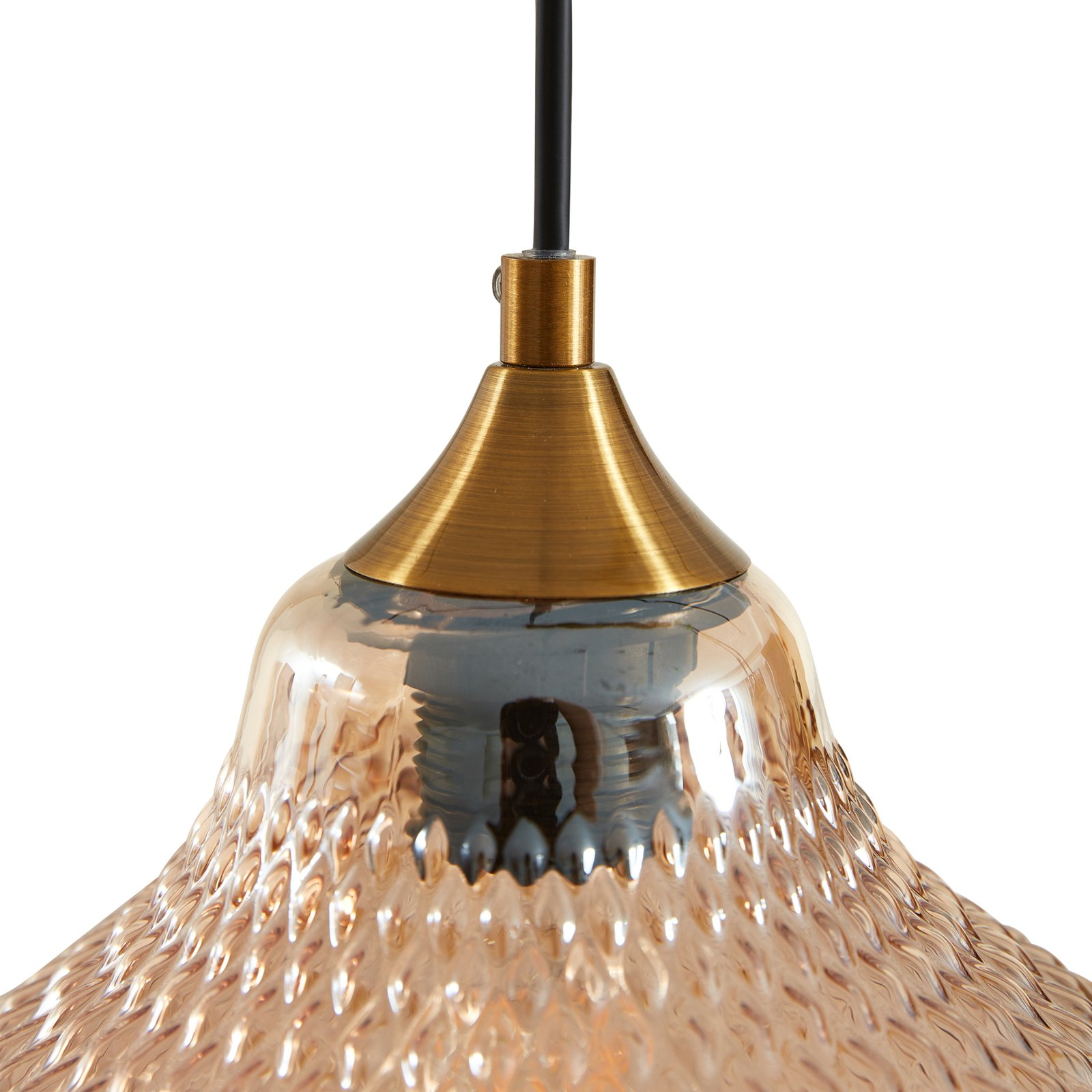 Lindby pendant light Drakar, 3-bulb, amber, glass, Ø 22 cm