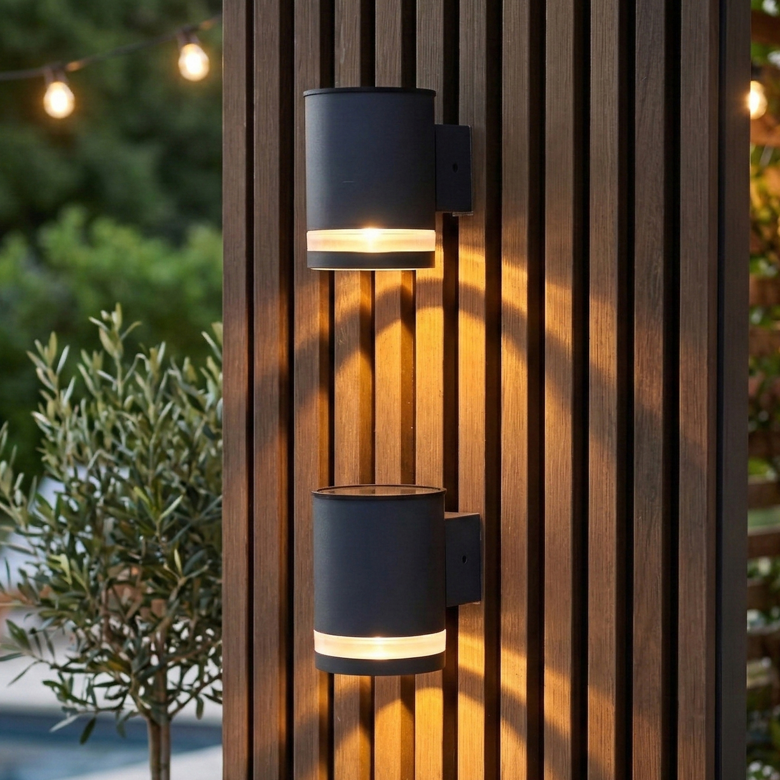 LED-solcelledrevne vegglamper Helio, sett med 2 stk., mørkegrå, bredde 10 cm