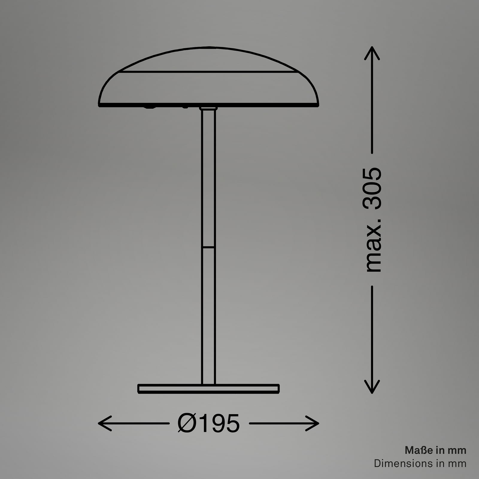 LED акумулаторна настолна лампа Brilo unplugged Caxa 30 cm, хром