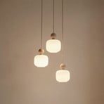 Ballo-riippuvalaisin, 3-lamppuinen, valkoinen, lasi, Ø 35 cm