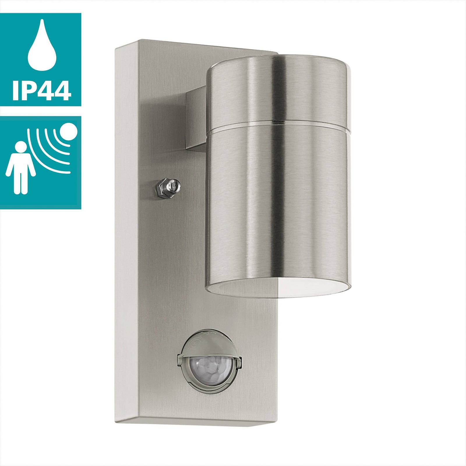 Zidna LED svjetiljka Riga 5, boja nehrđajućeg čelika, 16 cm, senzor od
